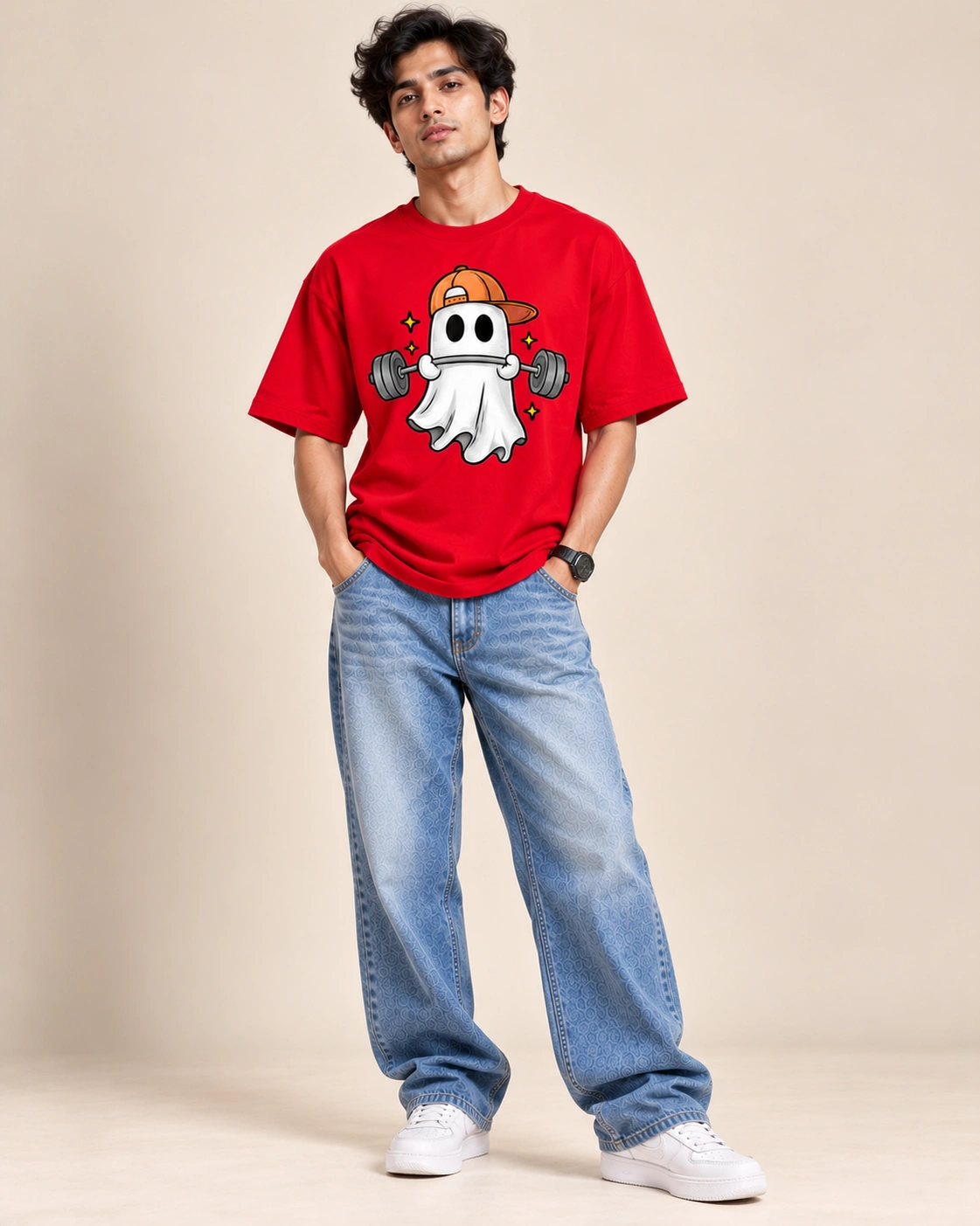 Ghost Gains Oversized T-Shirt - red