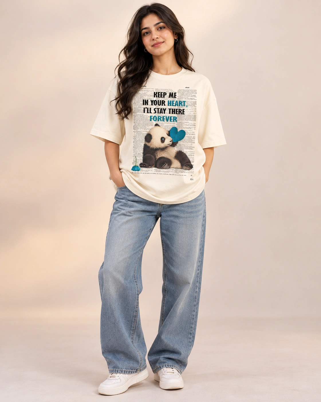 Keep Me In Your Heart Panda Oversized T-Shirt view 3