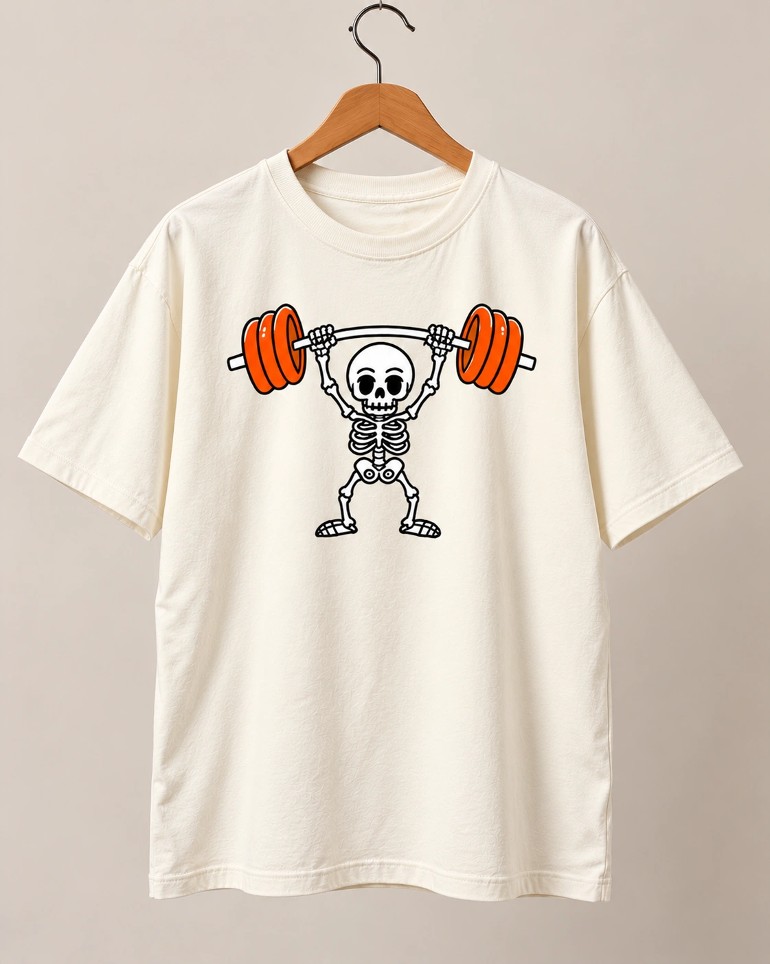 Skeleton Lifter Women's Oversized Graphic T-Shirt - Offwhite