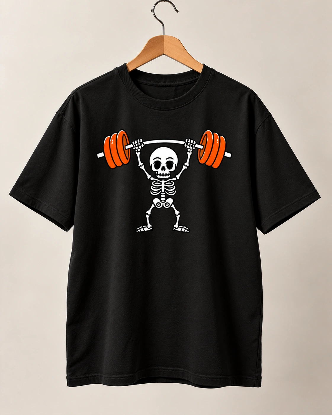 Skeleton Lifter Women's Oversized Graphic T-Shirt - Black