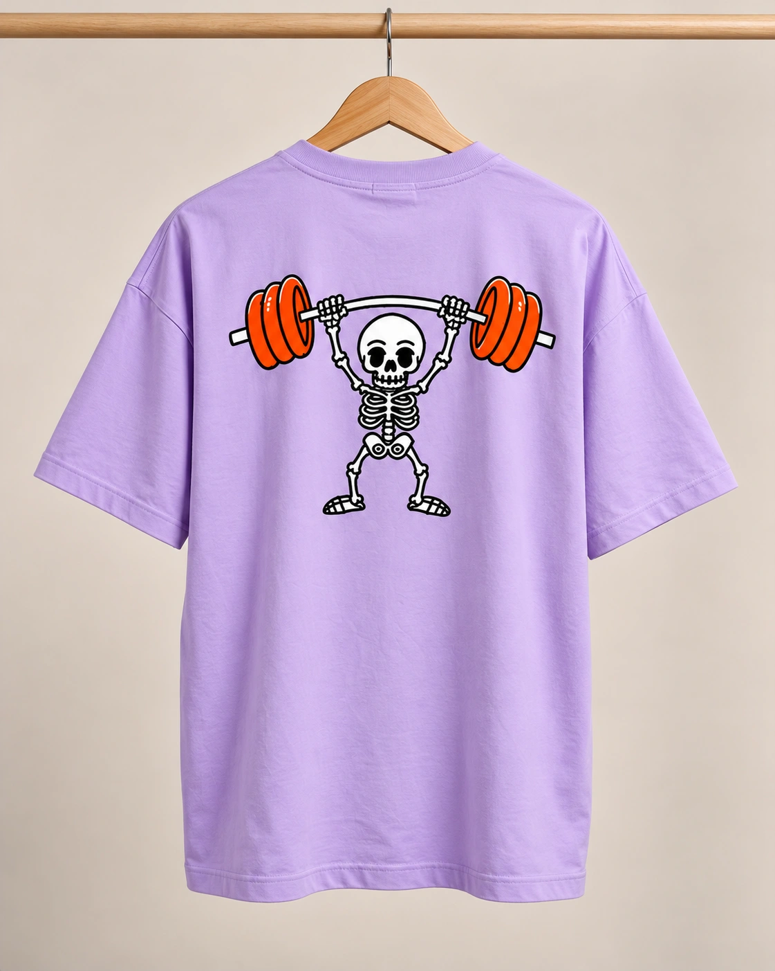 Skeleton Lifter Women's Oversized Graphic T-Shirt - Lavender