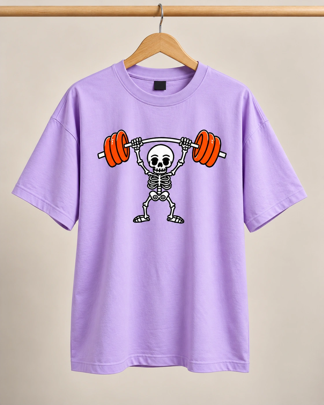 Skeleton Lifter Women's Oversized Graphic T-Shirt - Lavender