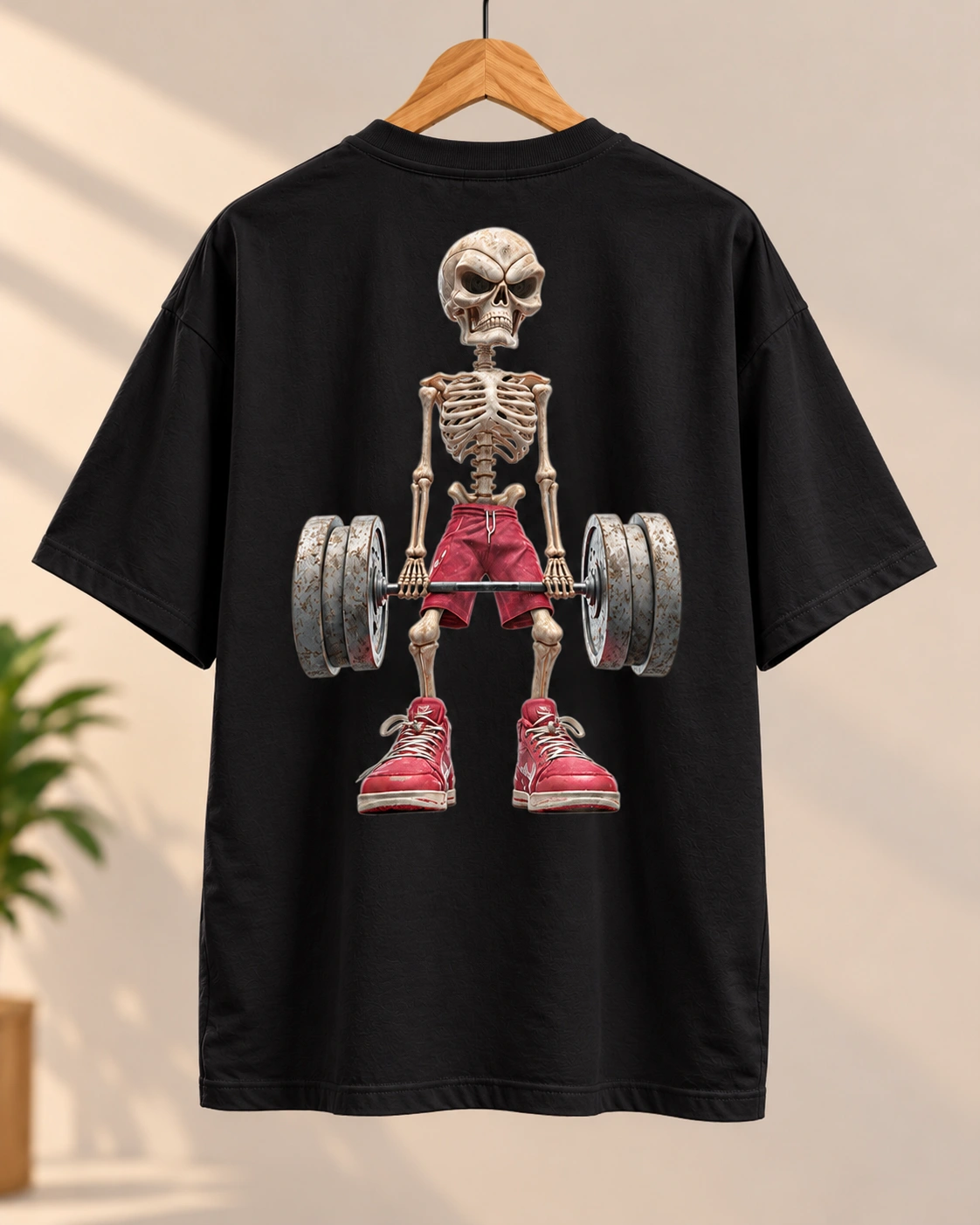 Skeleton Lifter Oversized T-Shirt - Black