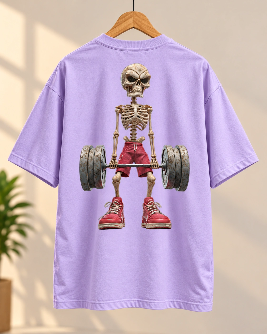 Skeleton Lifter Oversized T-Shirt - Lavender