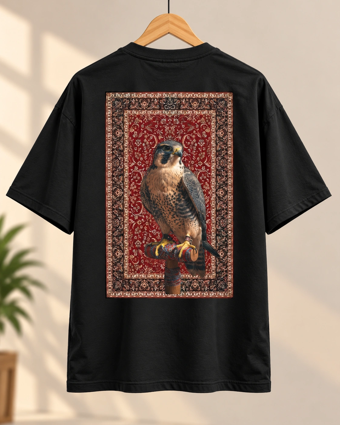 Persian Falcon Oversized T-Shirt - Black
