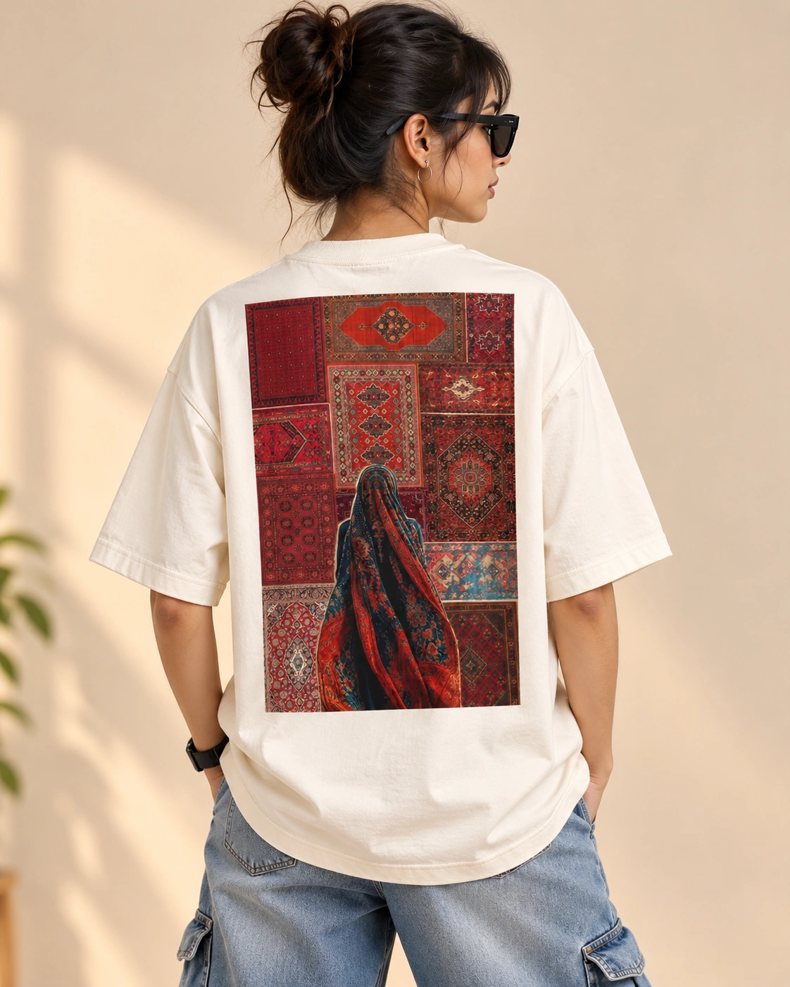 Persian Tapestry Oversized T-Shirt – Black - Offwhite