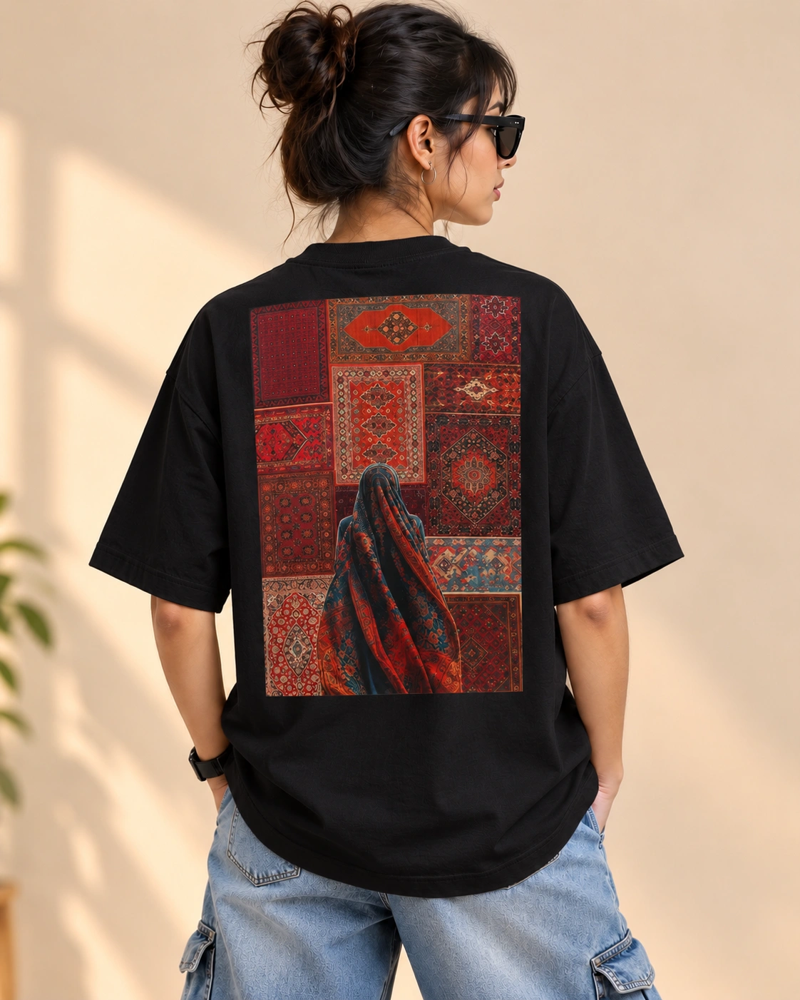Persian Tapestry Oversized T-Shirt – Black view 3