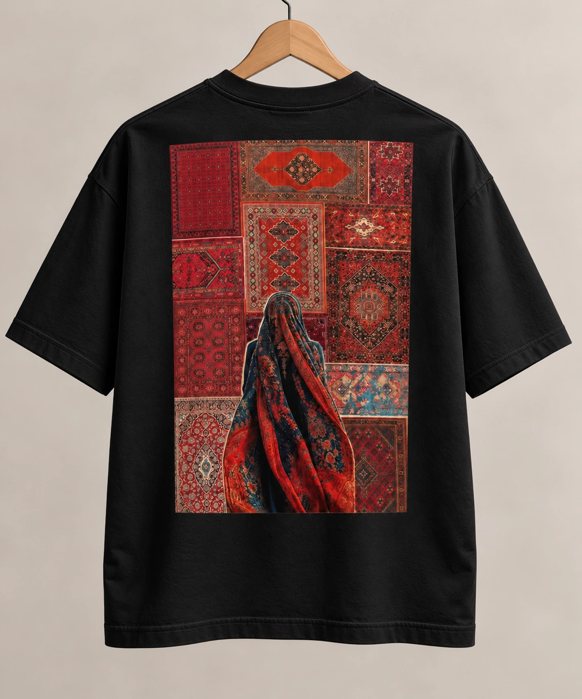 Persian Tapestry Oversized T-Shirt – Black view 4