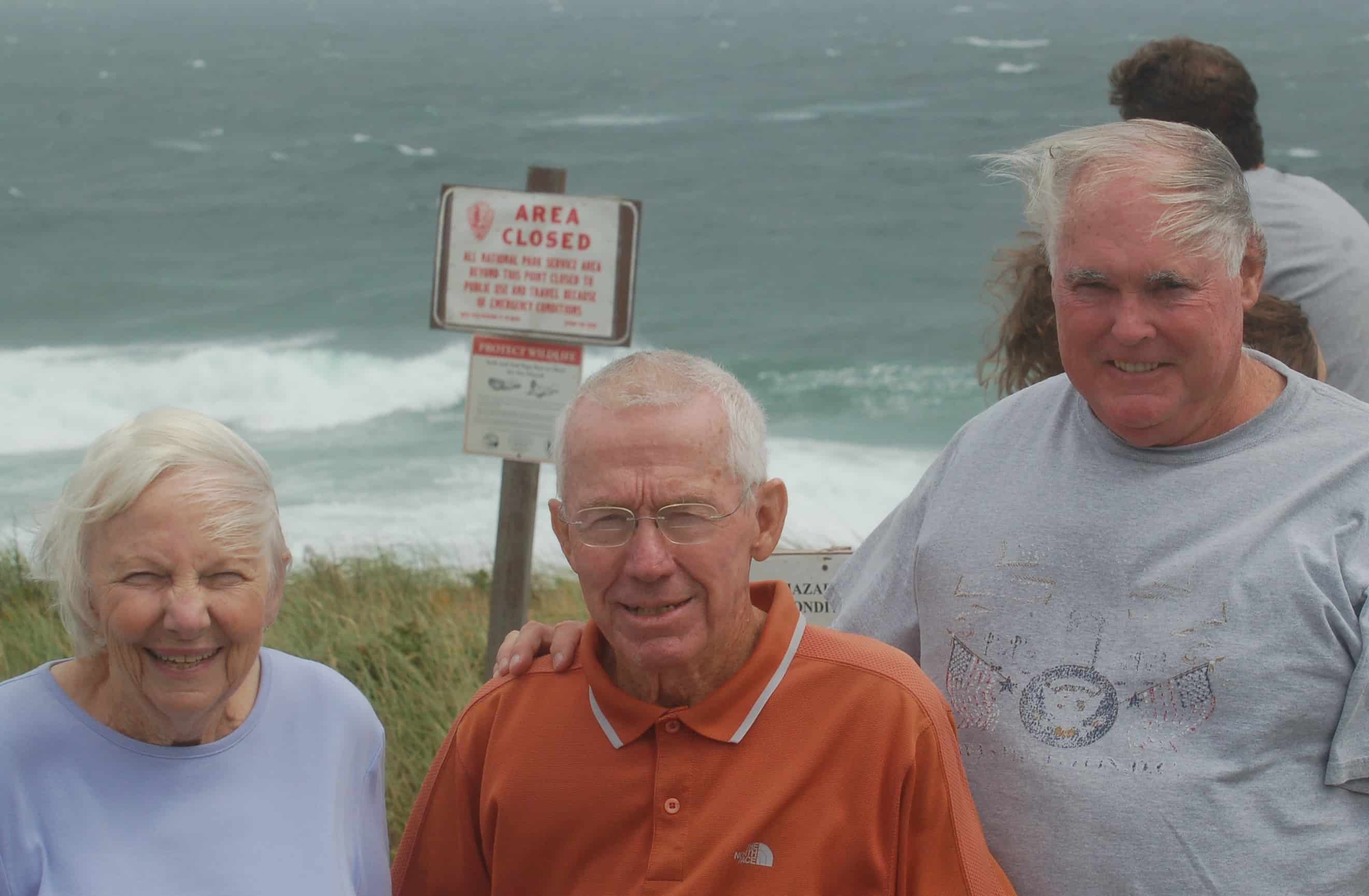 At the beach during the hurricane, tropical storm out at sea