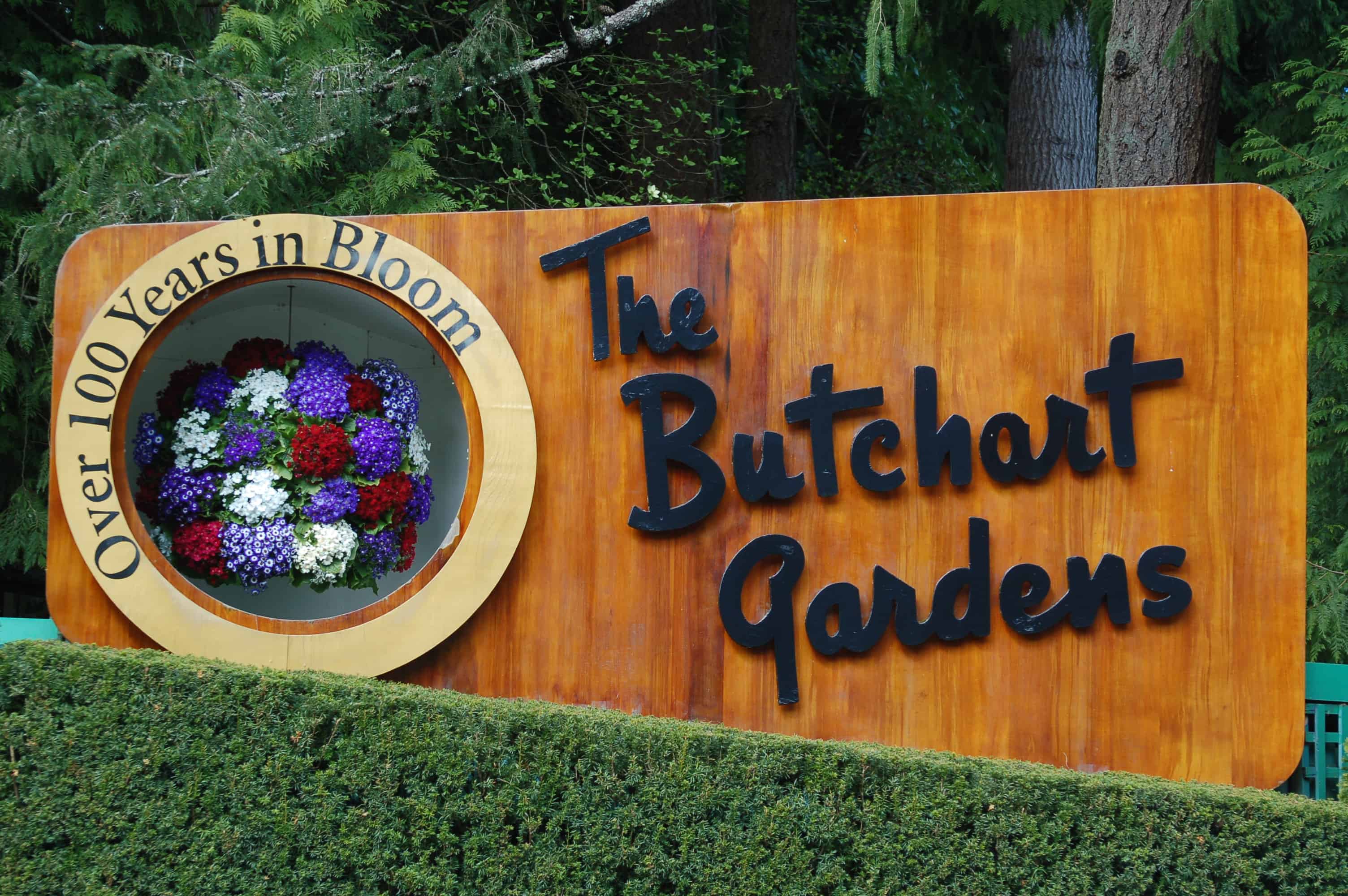 Entrance sign at Butchart Gardens