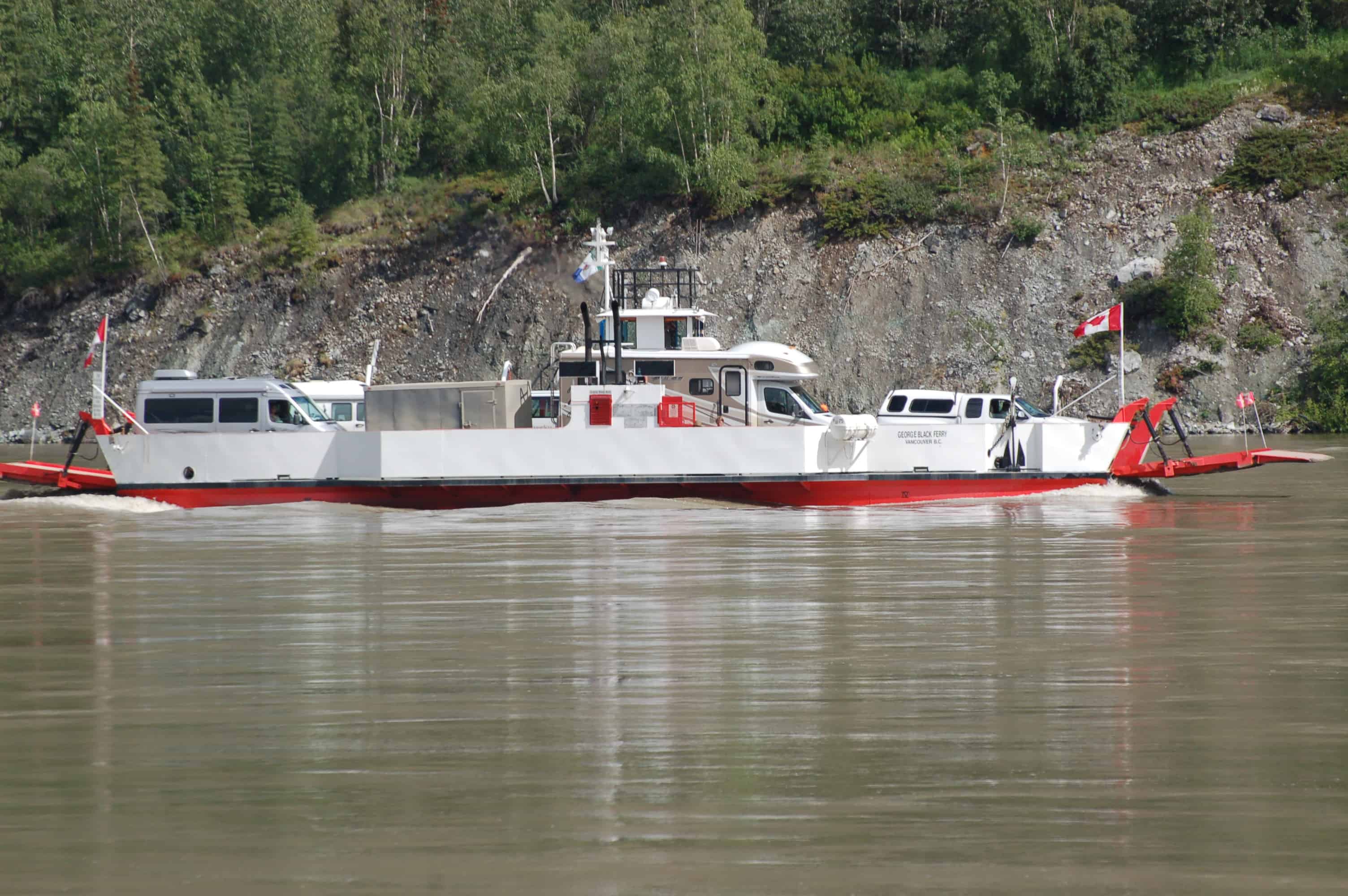 The Roadtreks on the Yukon River ferry
