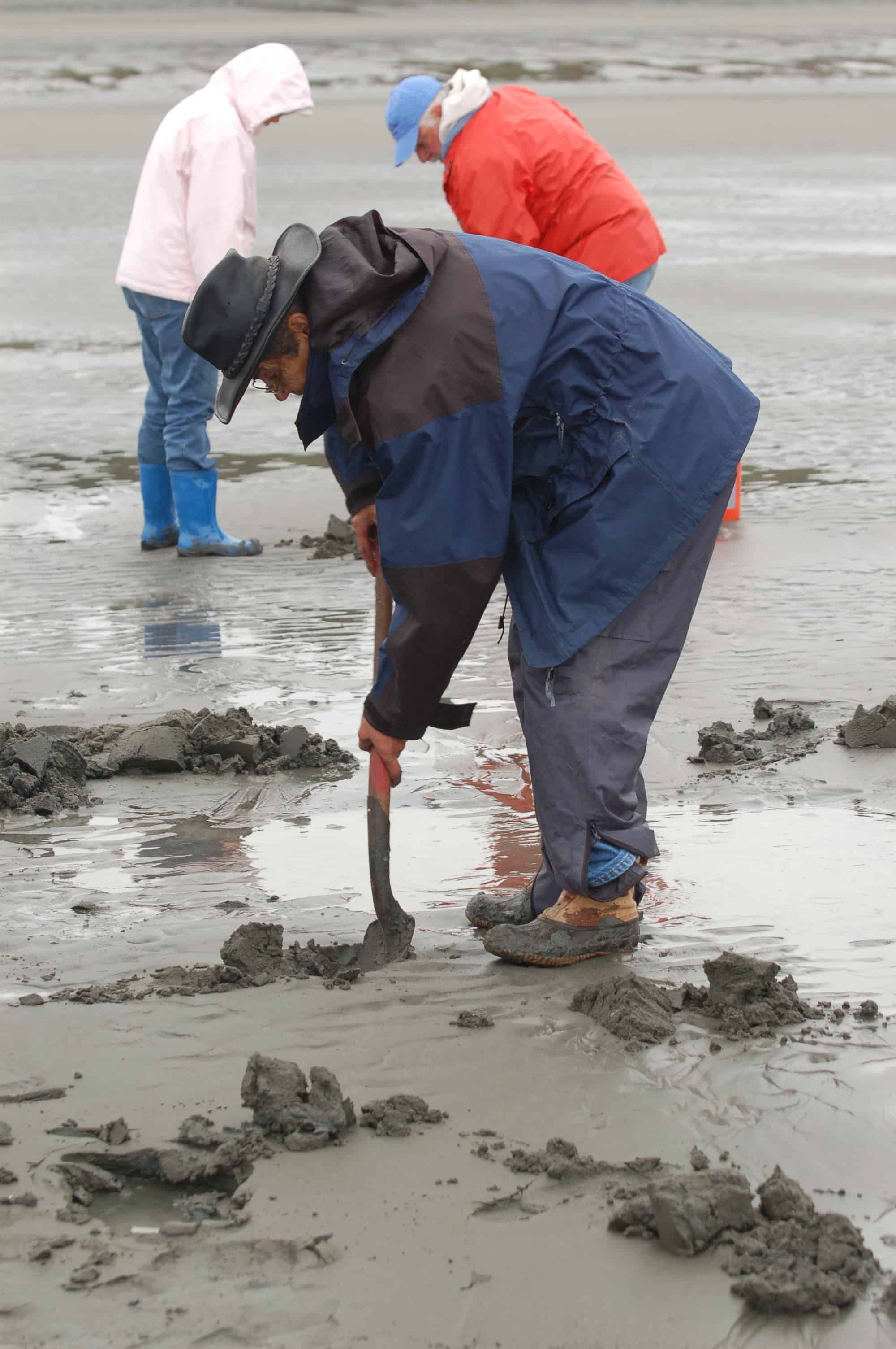 Wendell digging for razor clams