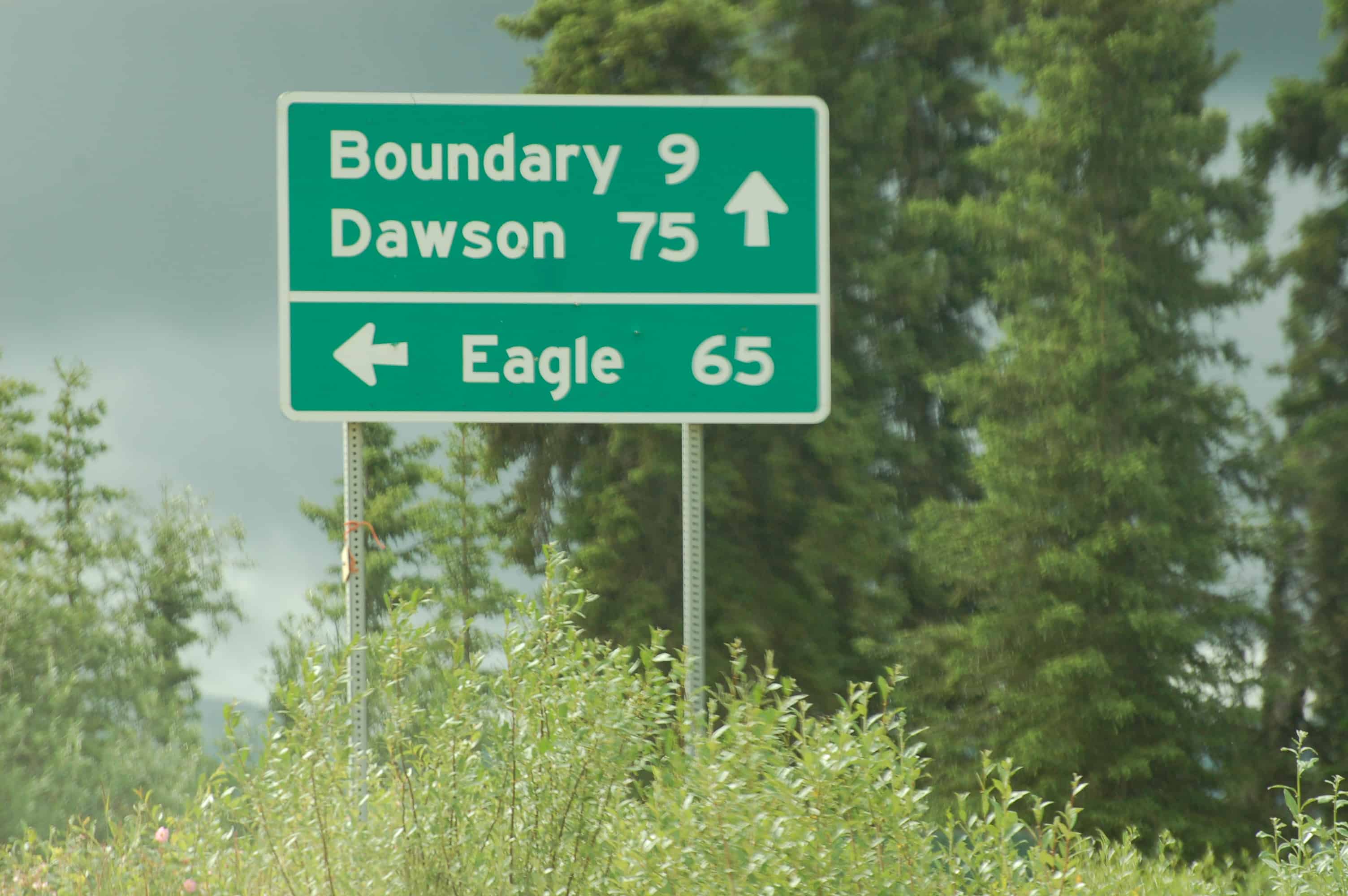 The turnoff for Eagle, Alaska, which we passed by