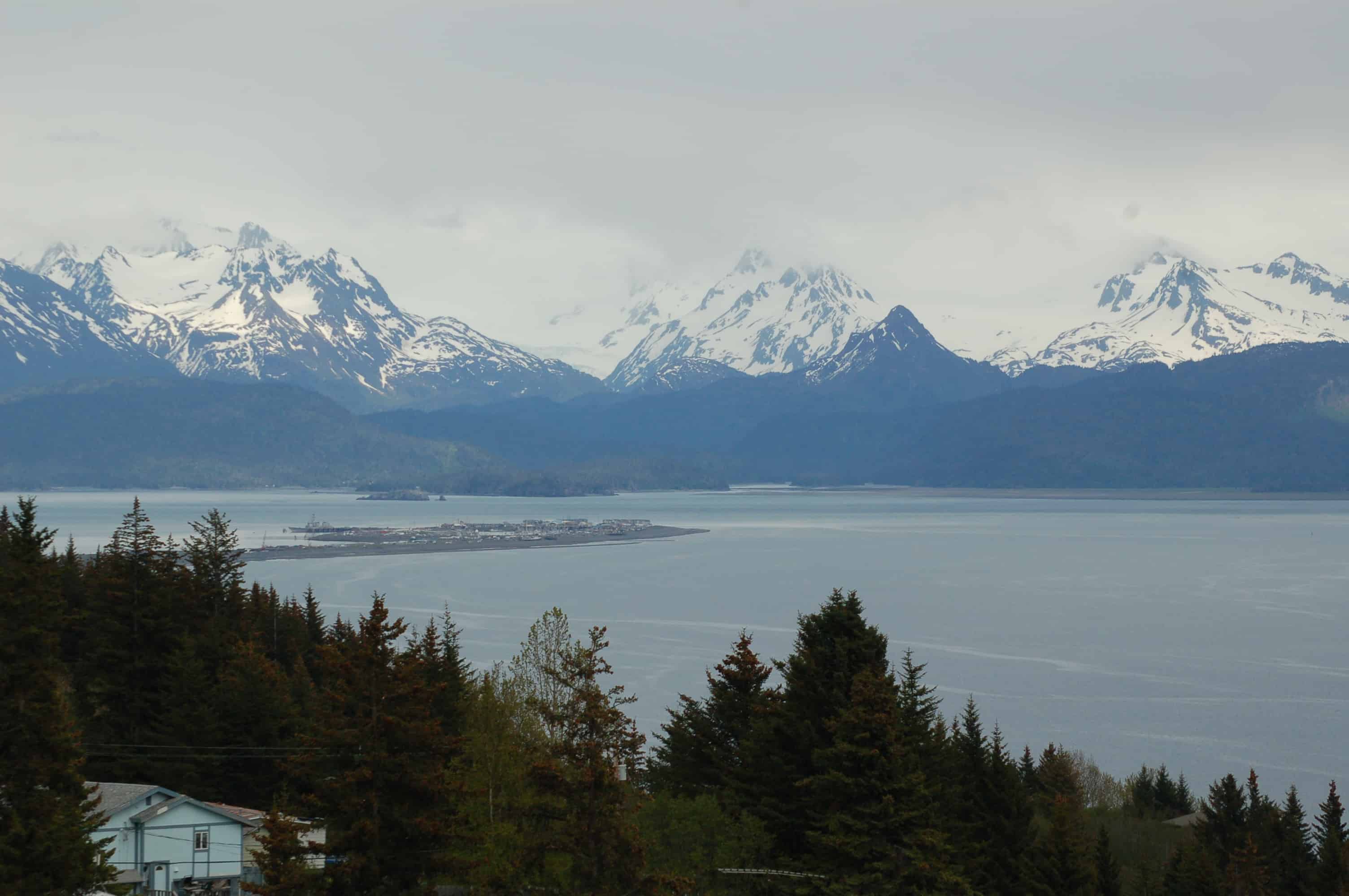 The view down to Homer Spit from the Sterling Highway