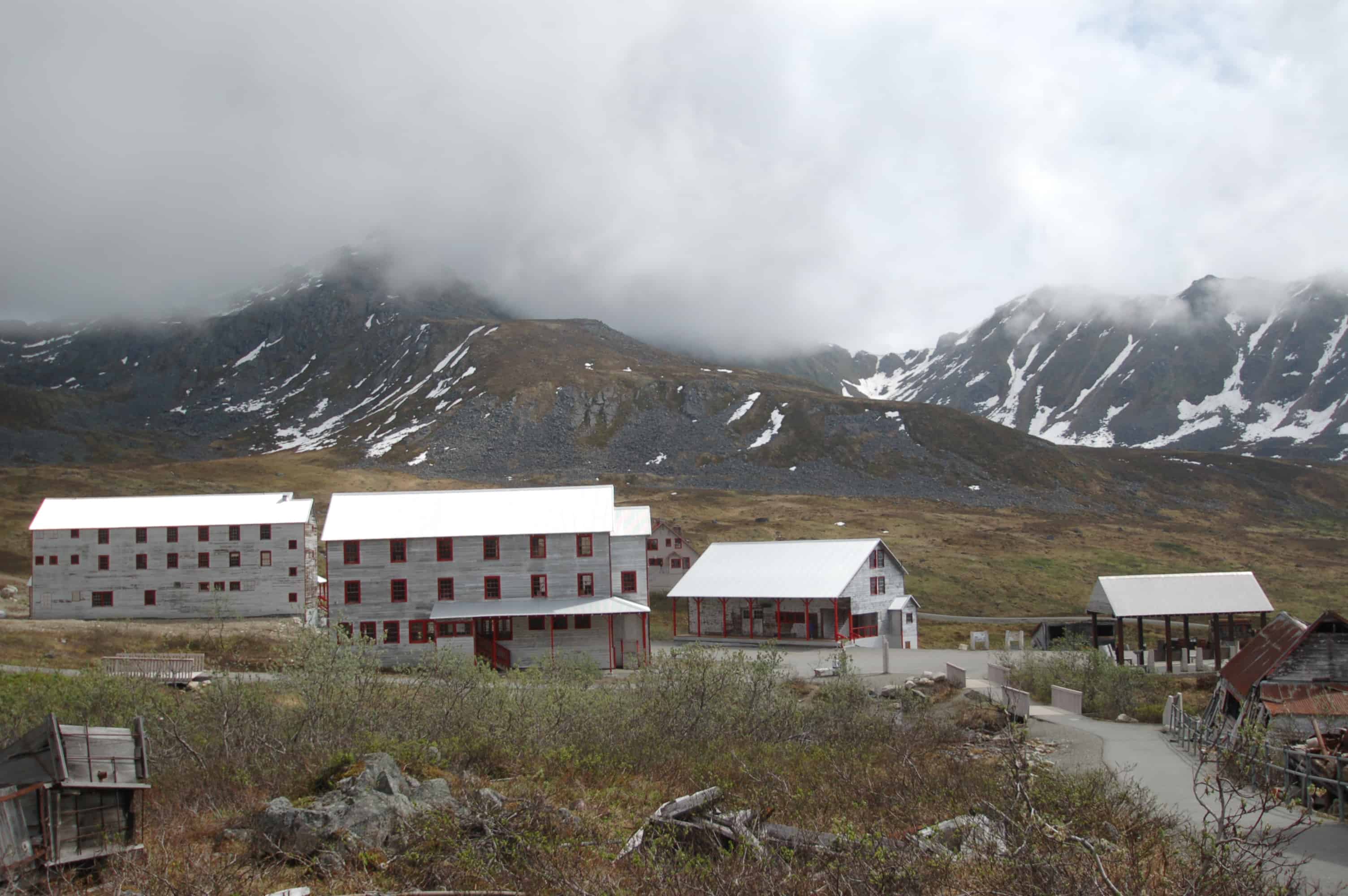 The mining buildings at Independence Mine