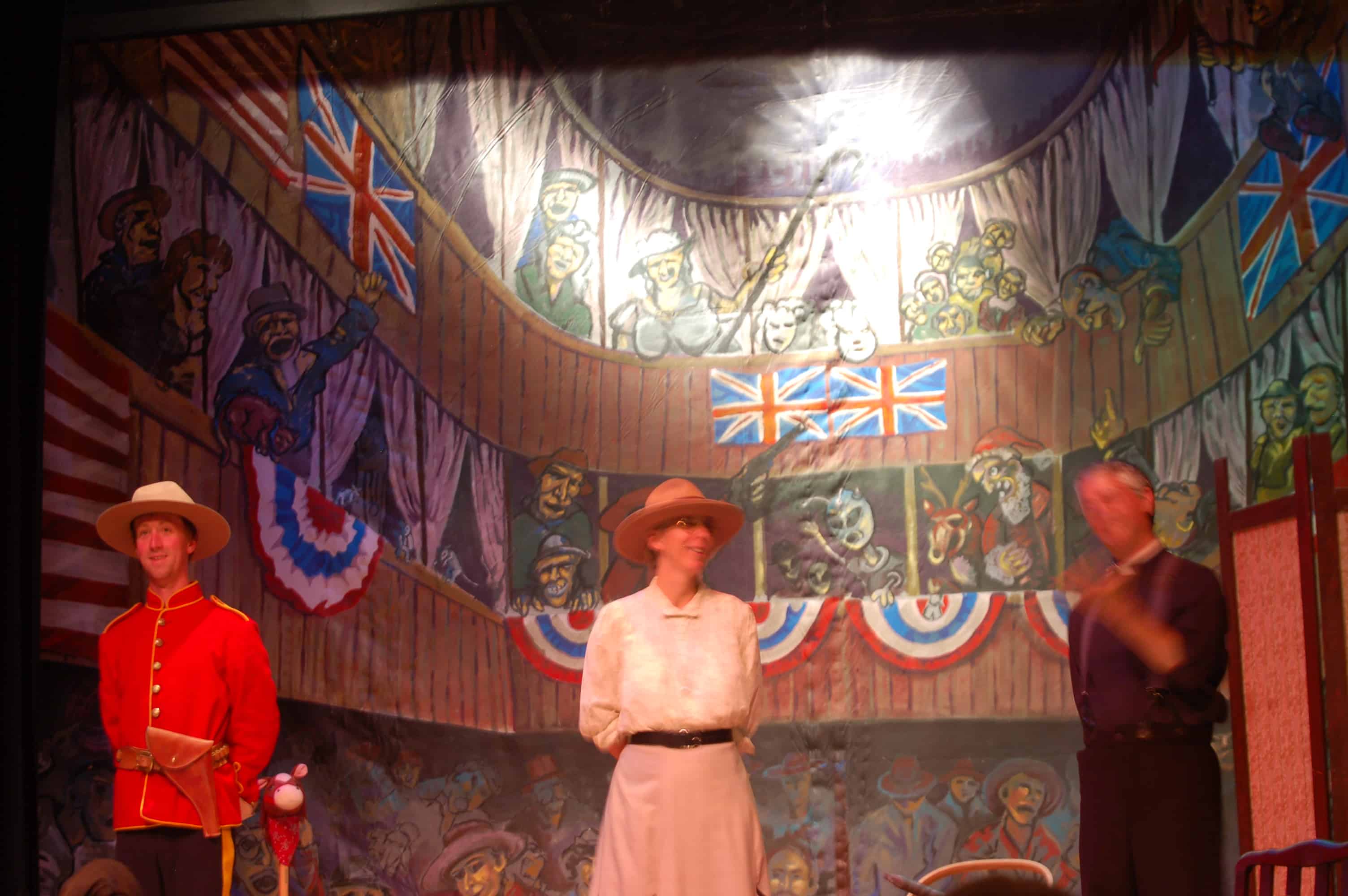 An interpretive presentation at one of the Dawson City sites