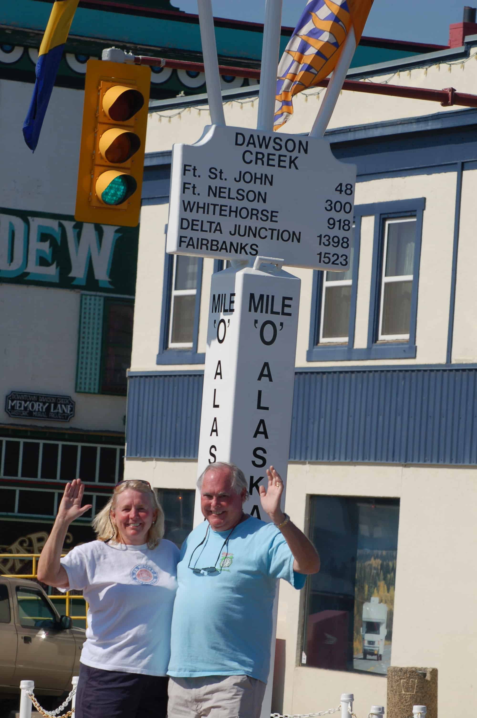 John and Janice at Mile 0 of the Alaska Highway