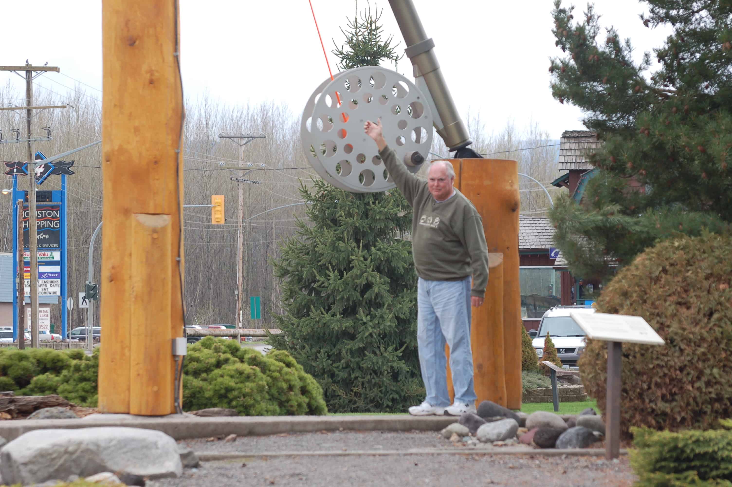 John with the world's largest fly rod in Houston, BC