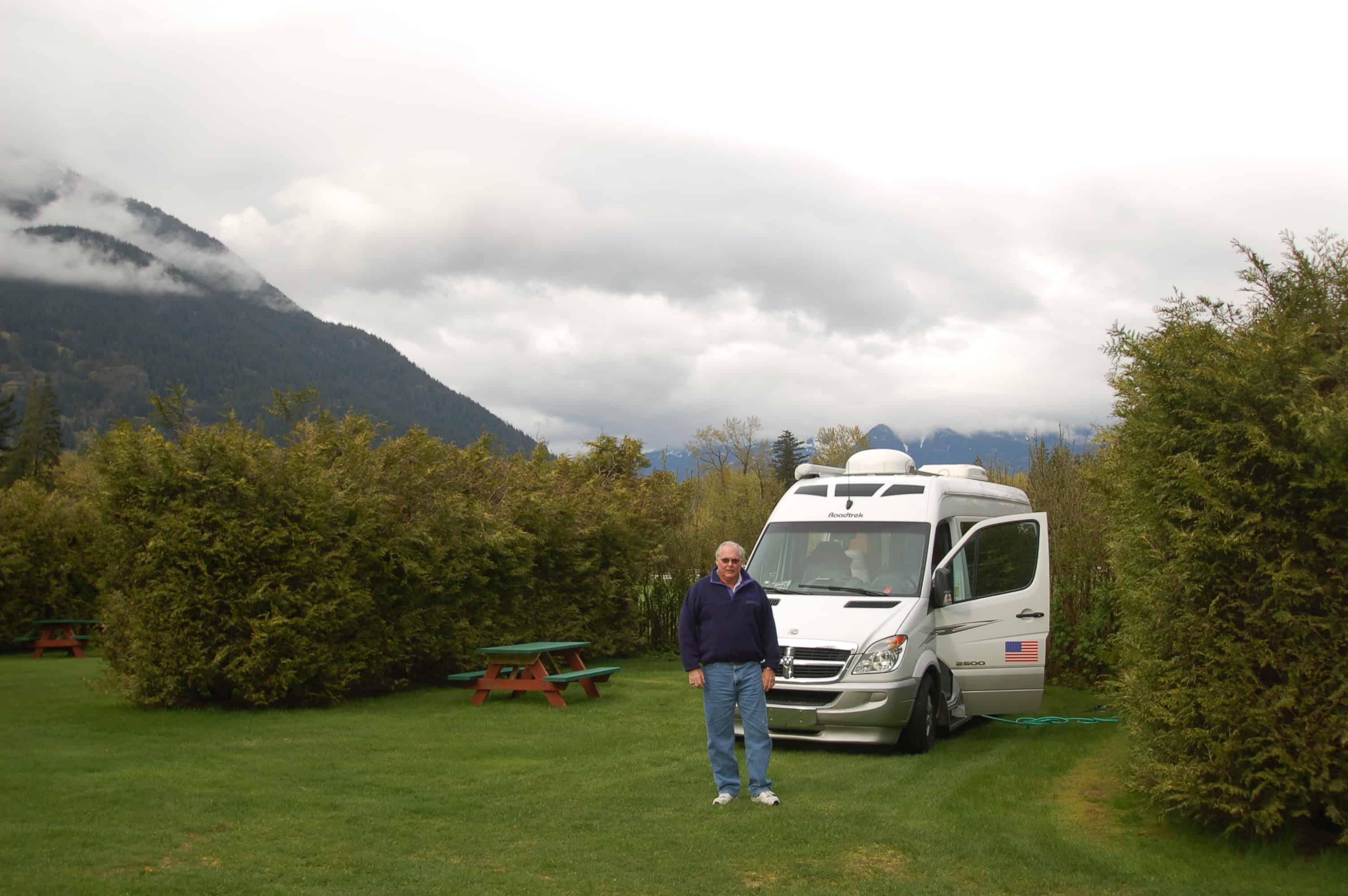John in Hope, British Columbia, with mountains behind