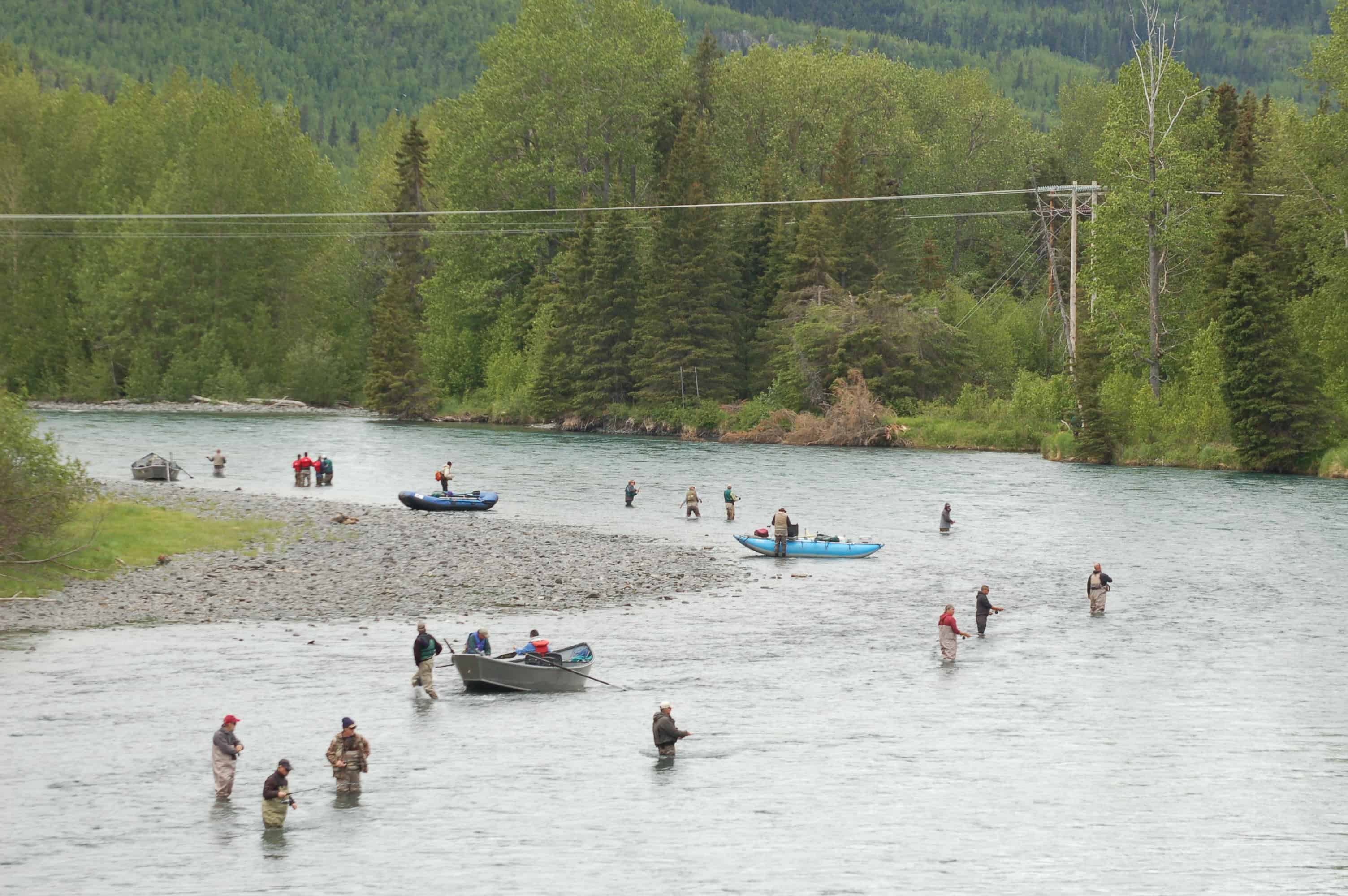 Sockeye fishermen on the Kenai River at Cooper Landing