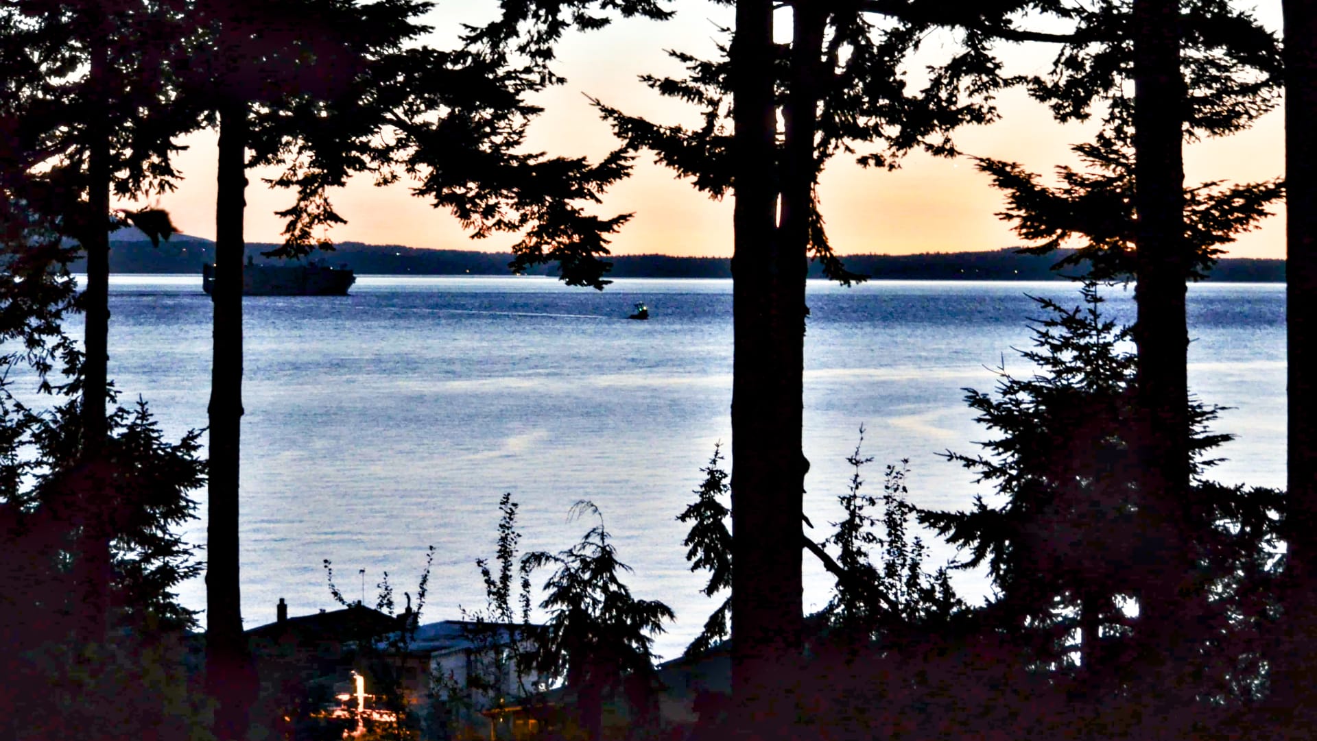Evening view of Mutiny Bay from Will and Cathy's property