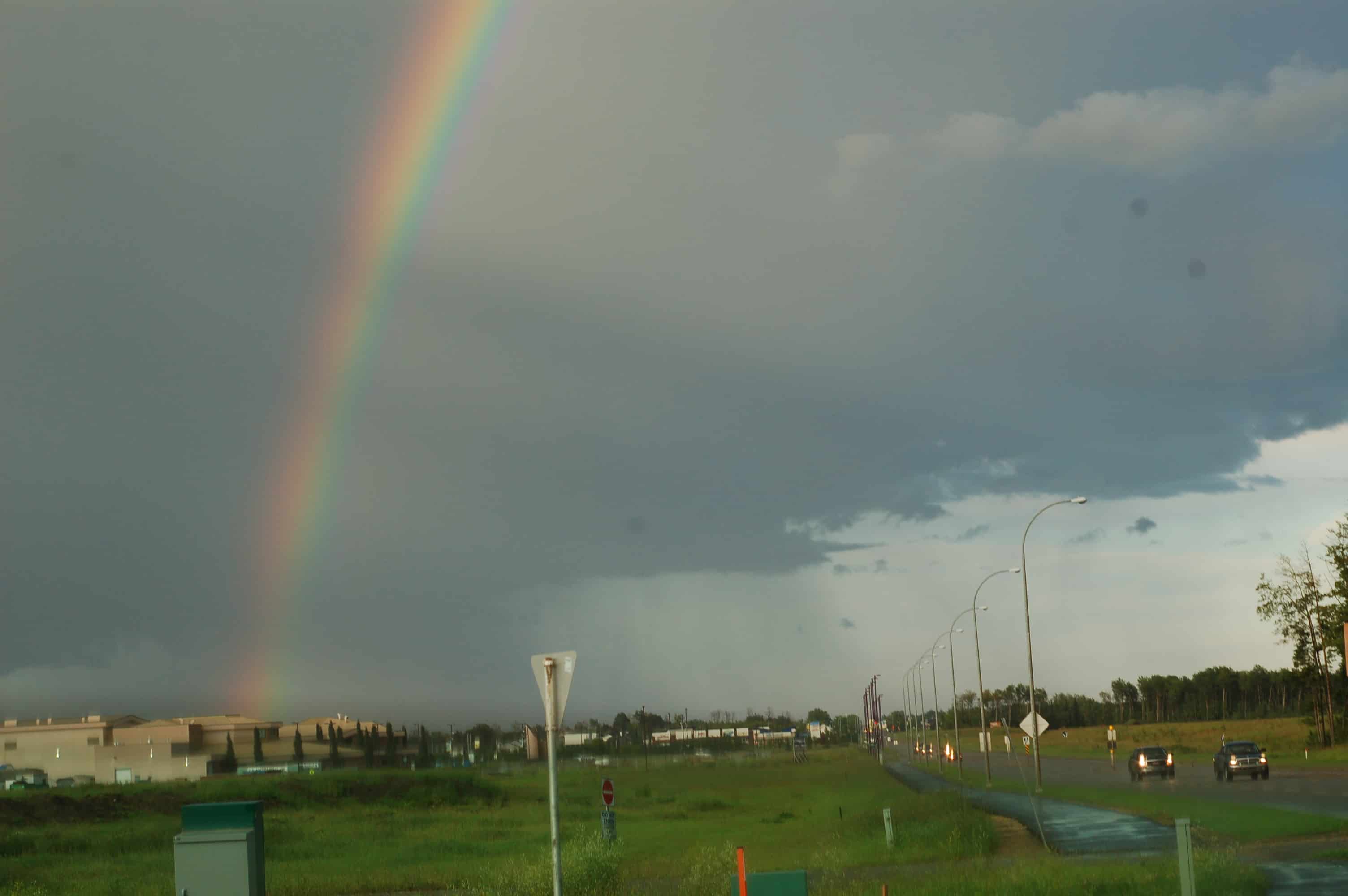 A rainbow over the casino in Grande Prairie