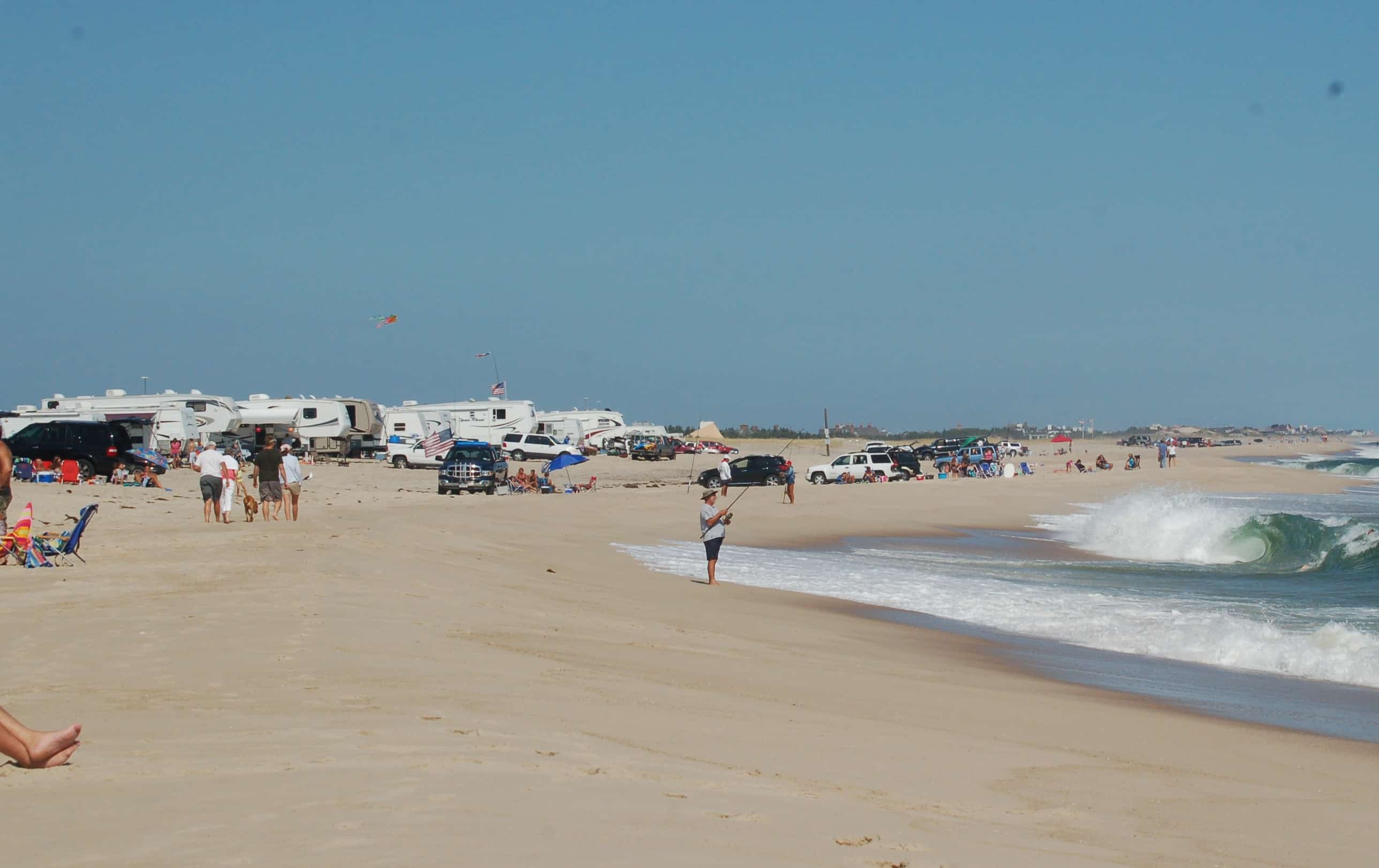 Beach RV parking — no tents allowed
