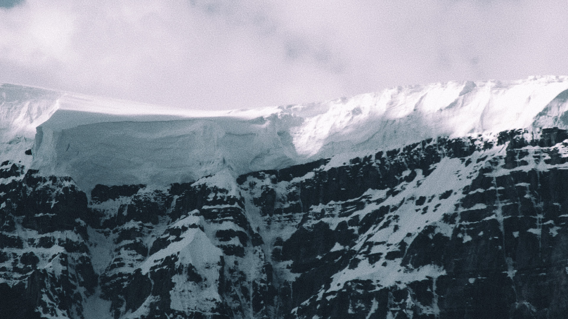 Snow-capped peaks on the drive to Banff