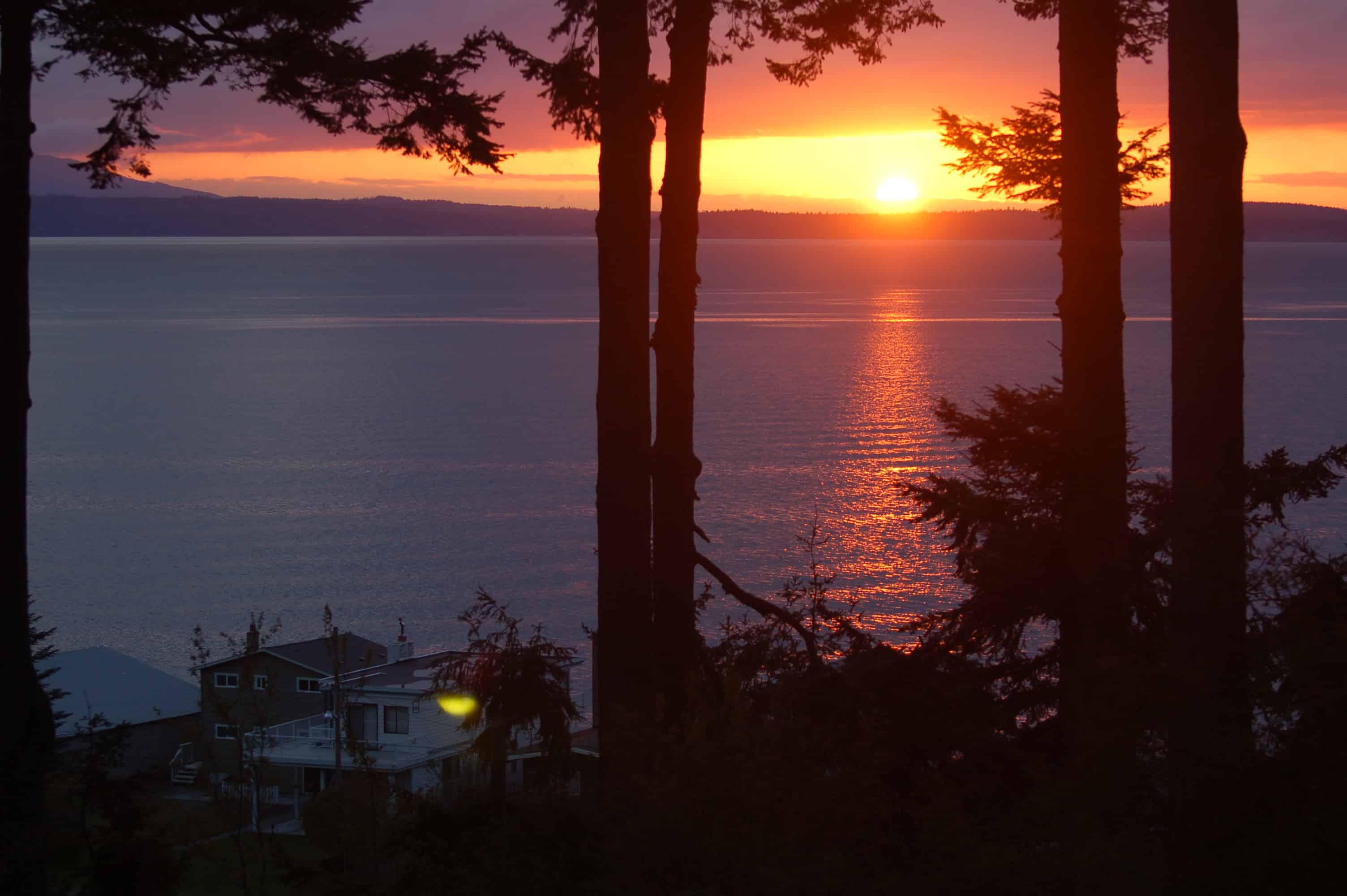 Sunset over Mutiny Bay from Will and Cathy's home on Whidbey Island