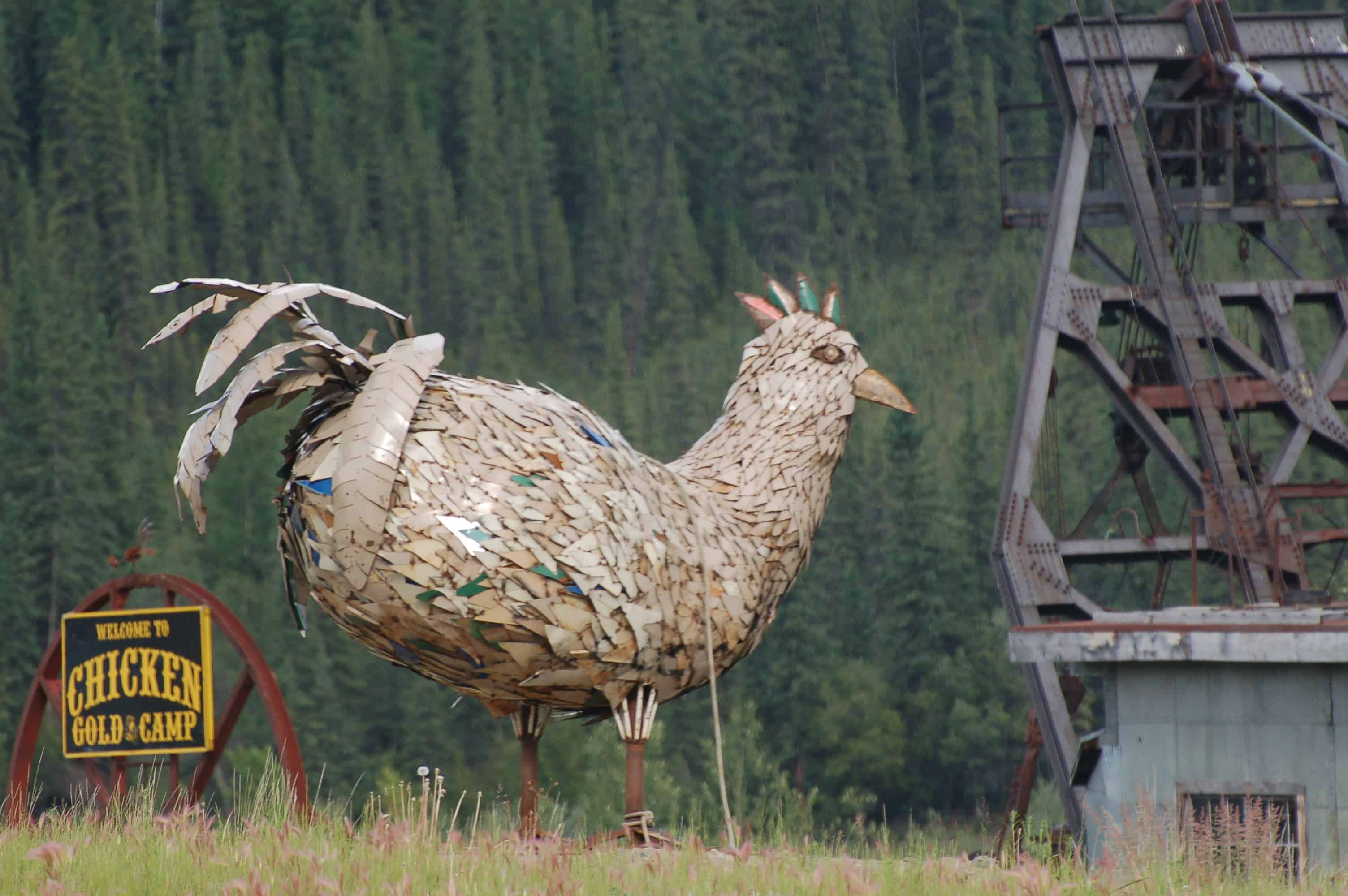The Chicken statue in Chicken, Alaska