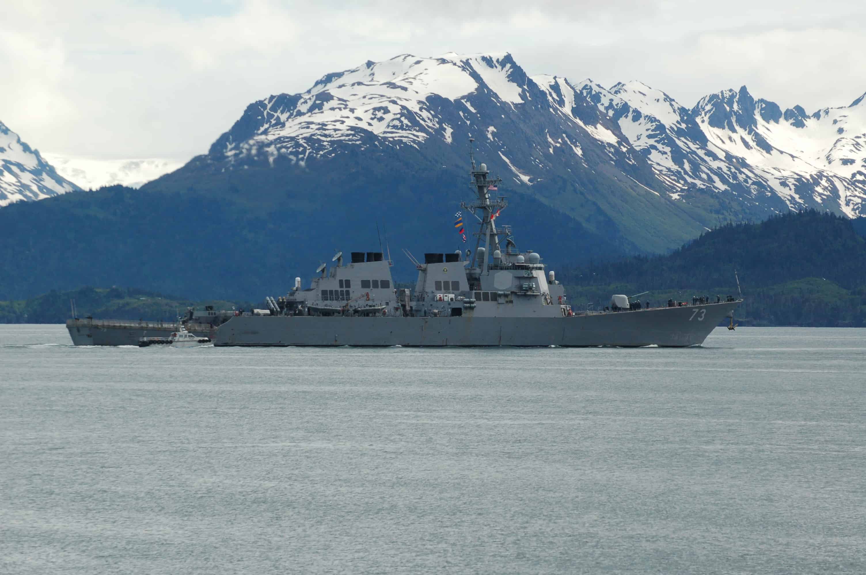 The US Navy destroyer leaving Homer