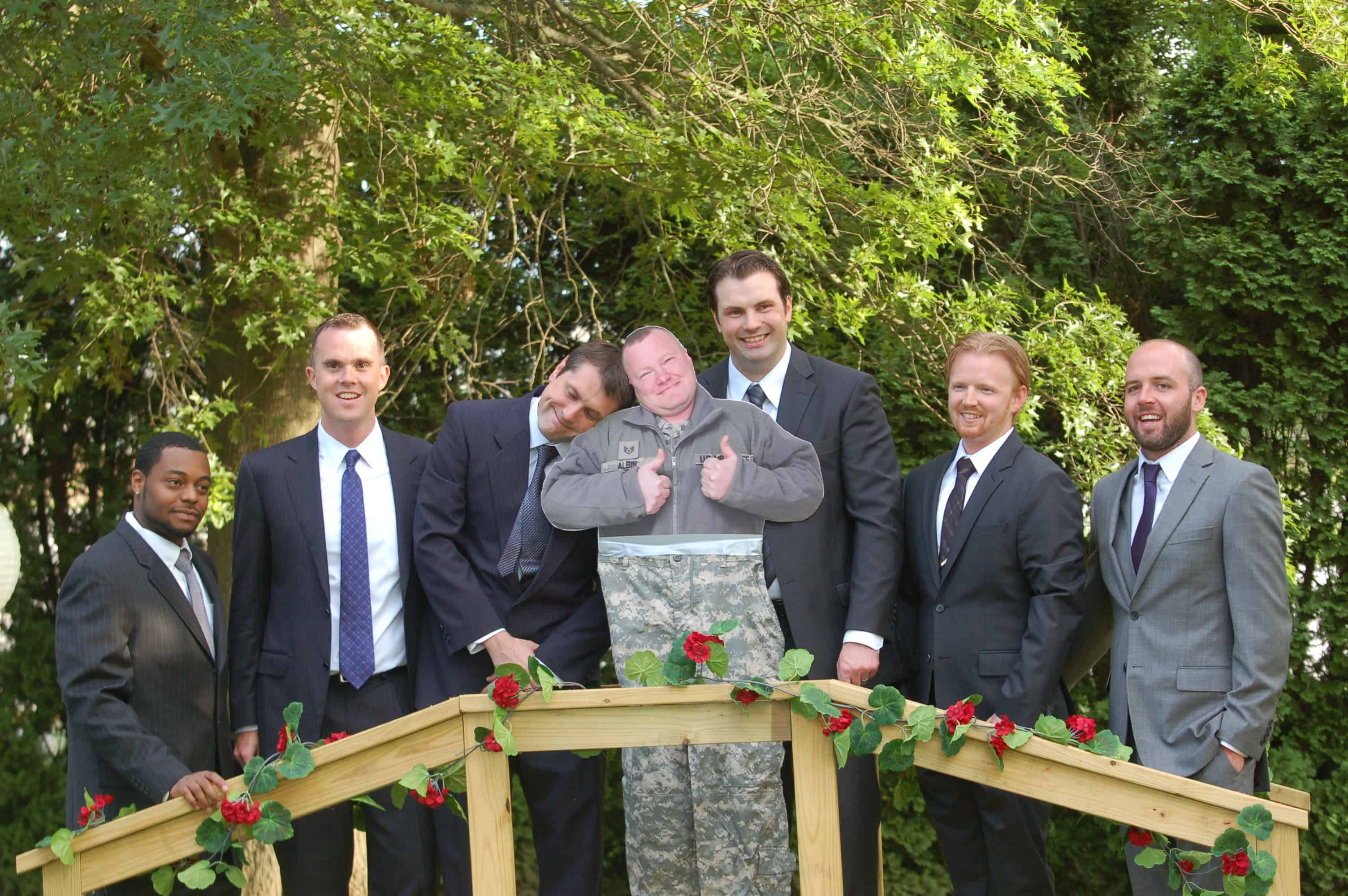 The groomsmen, including John
