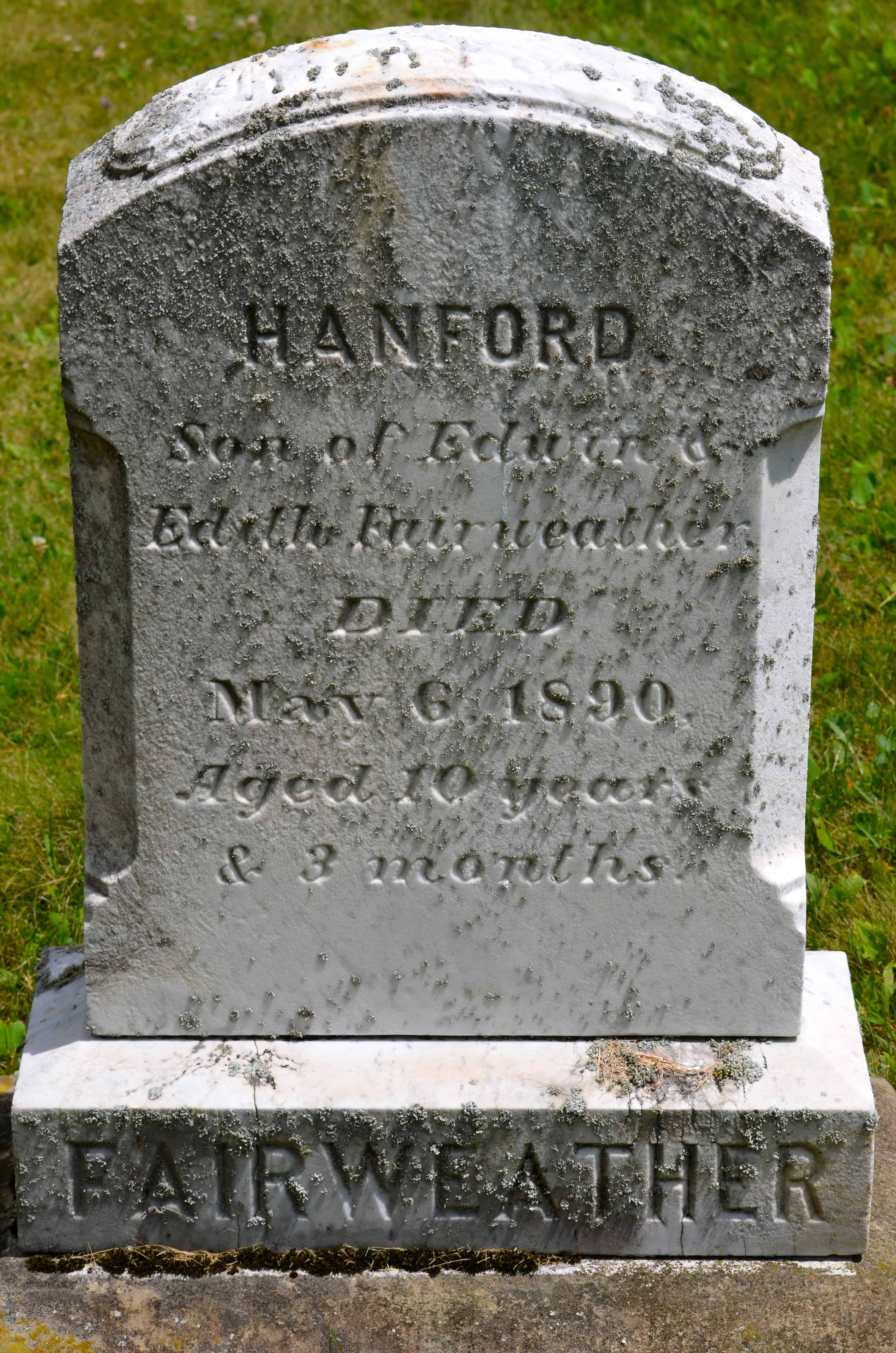 The grave of Hanford Fairweather