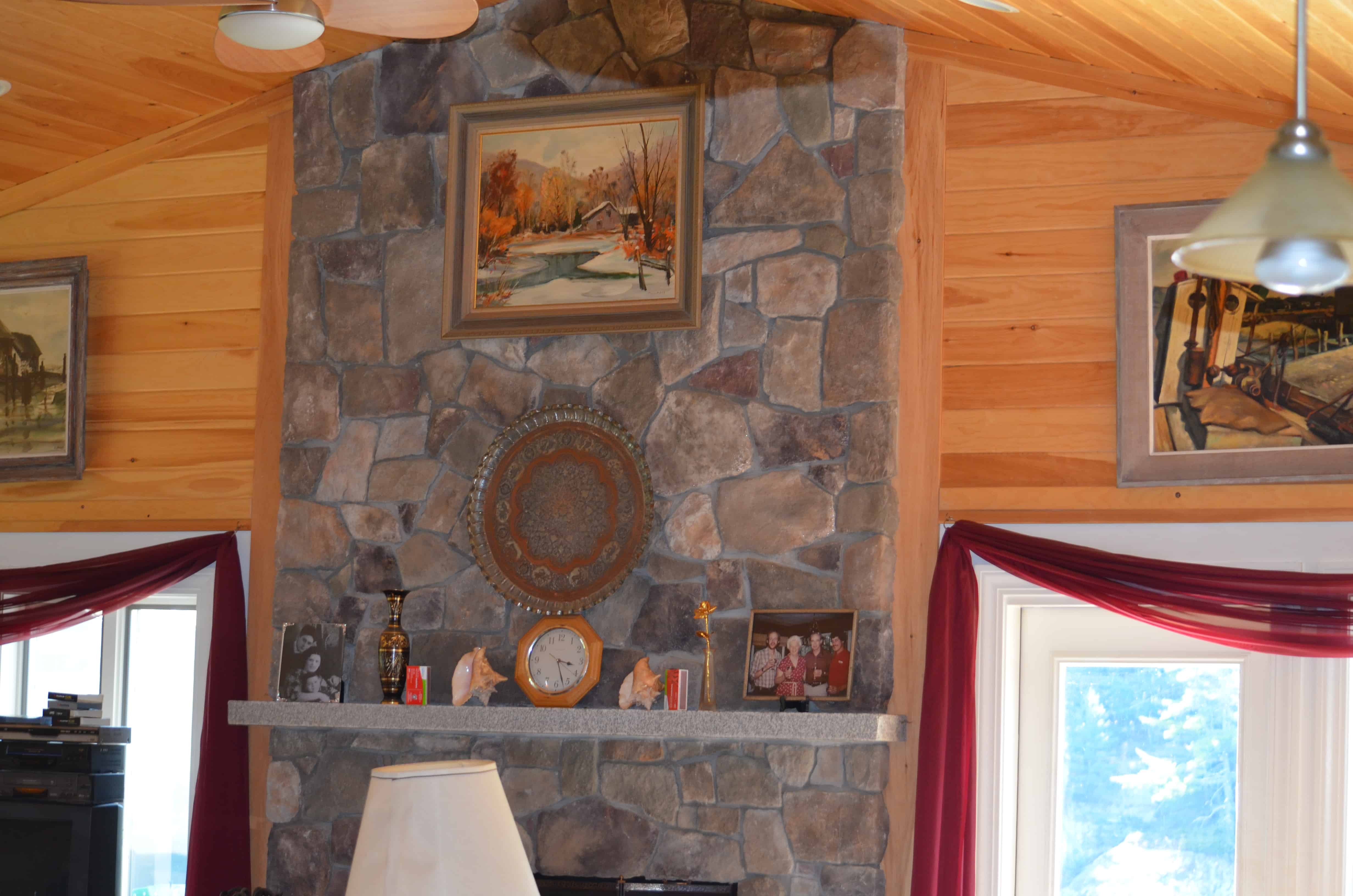 The fireplace in the Bittner great room