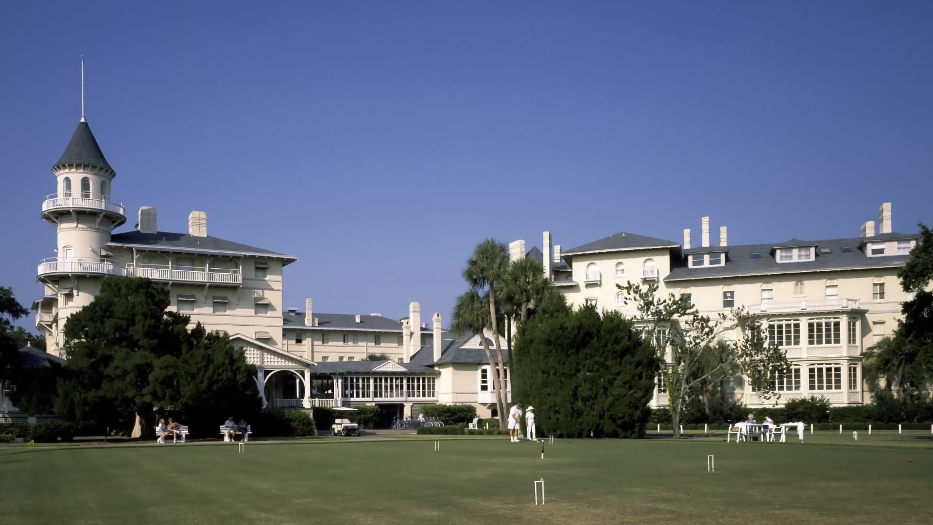 The Jekyll Island Club Clubhouse, opened in 1888 as the winter retreat for J.P. Morgan, William Rockefeller, the Vanderbilts, and the rest of the original one hundred members