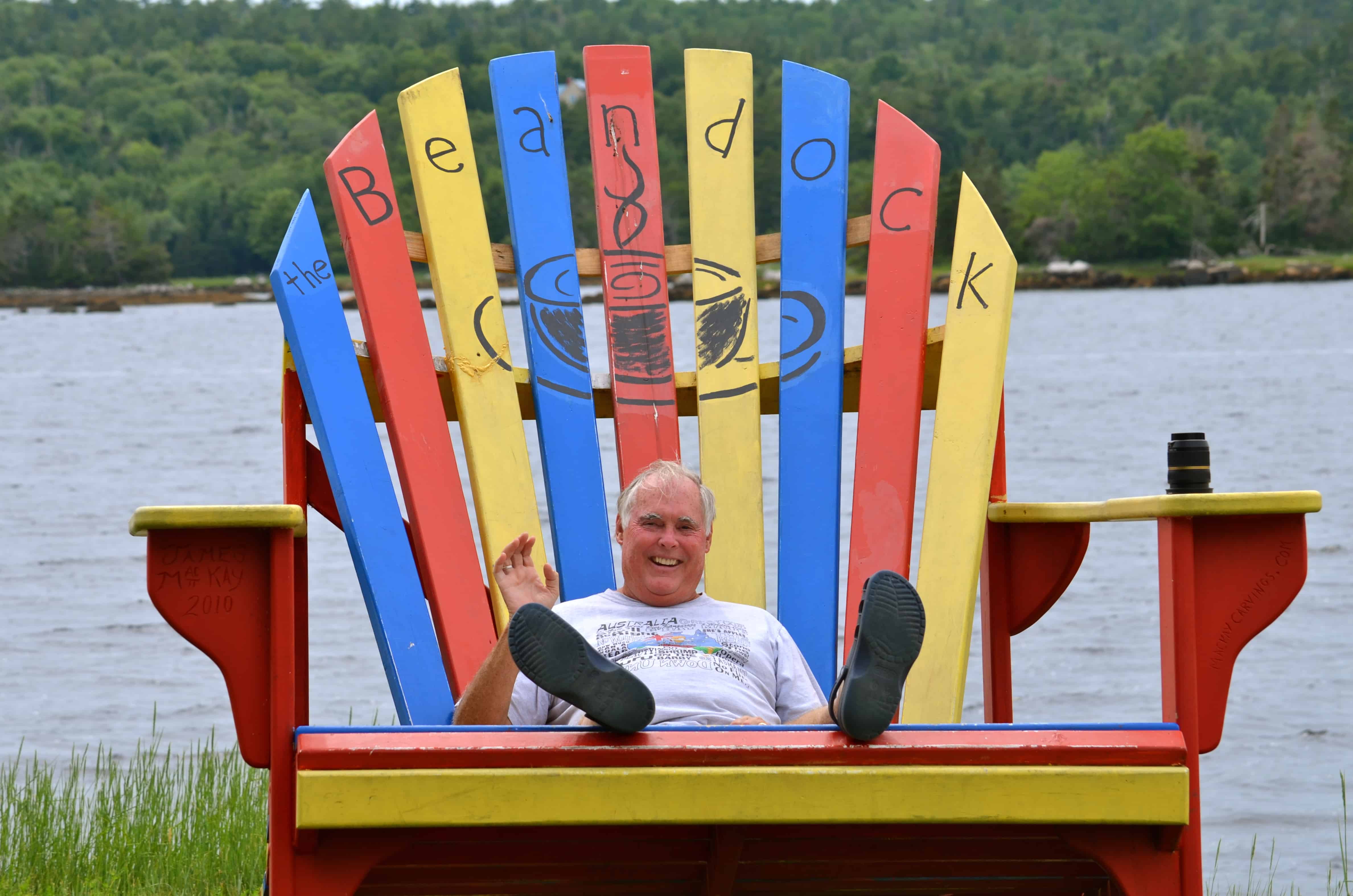 John in the little-boy chair