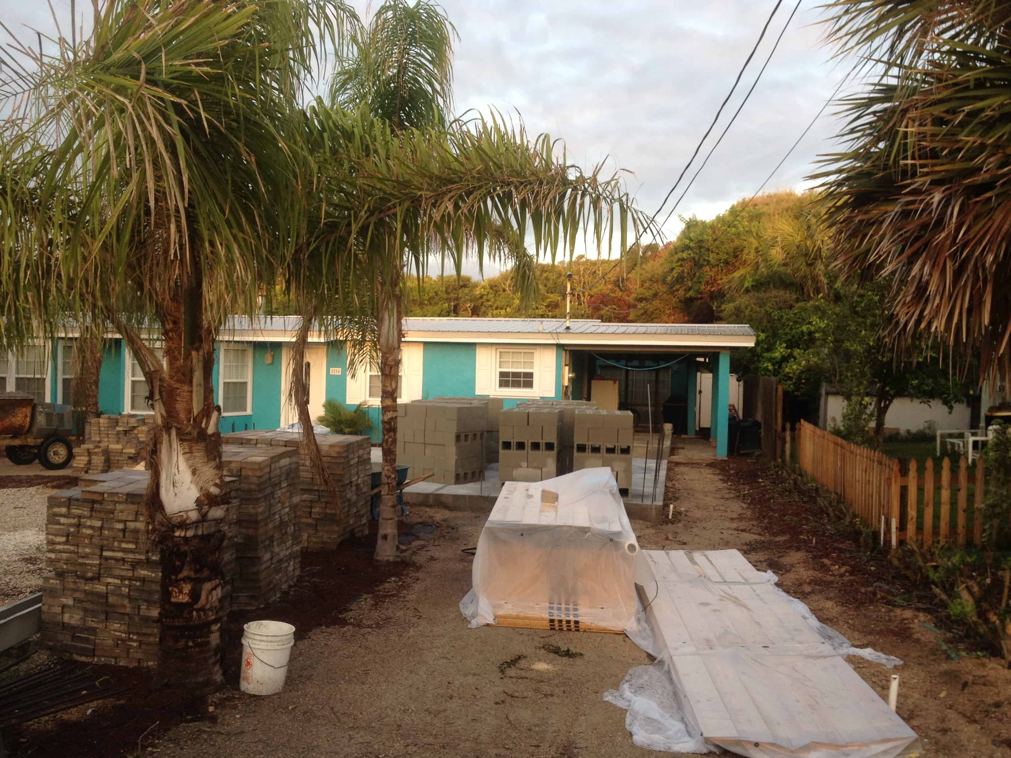 The garage going up