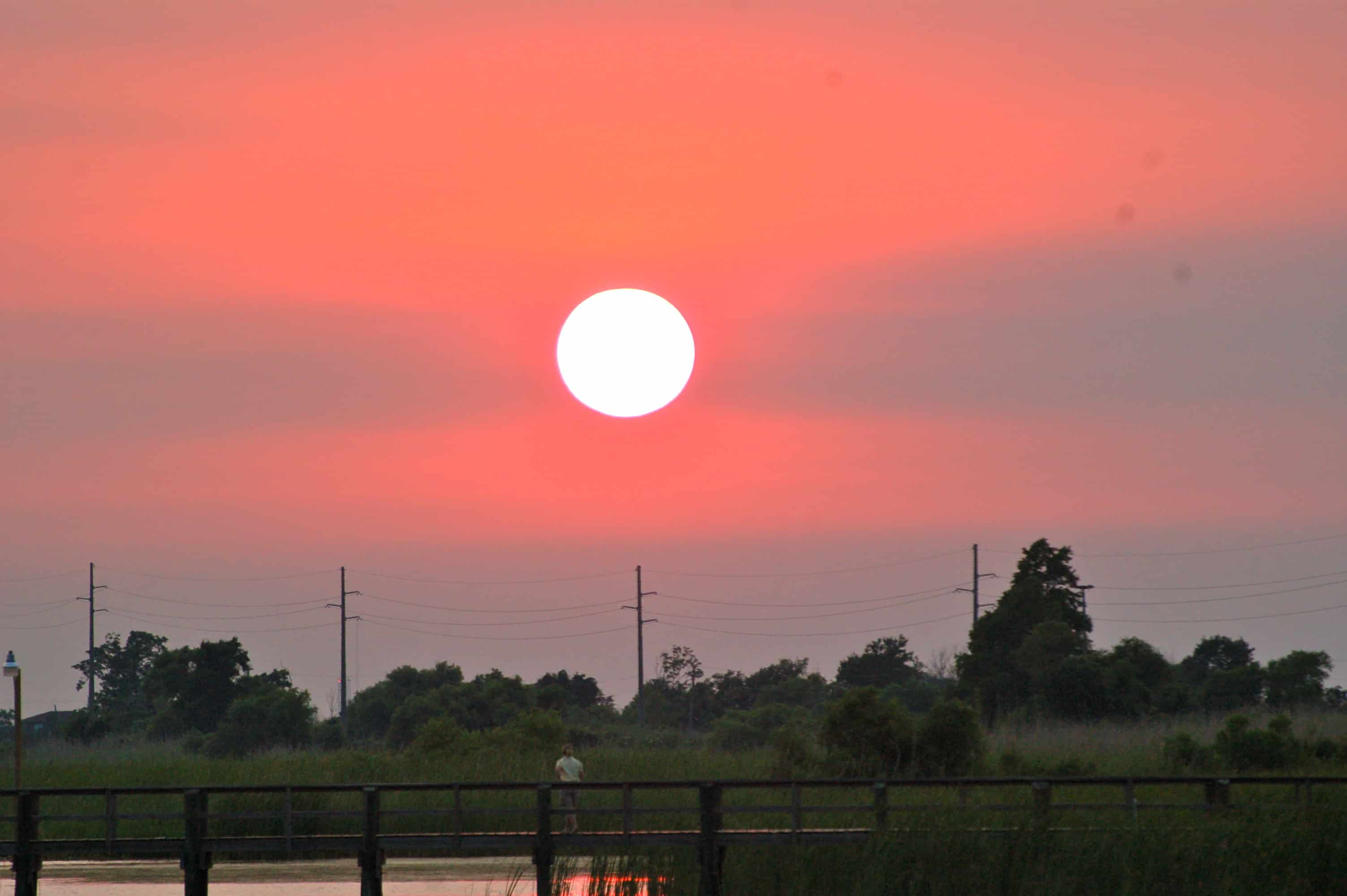 Sunset over Mobile Bay from Meaher State Park, on the last night of the Robert Trent Jones Trail trip