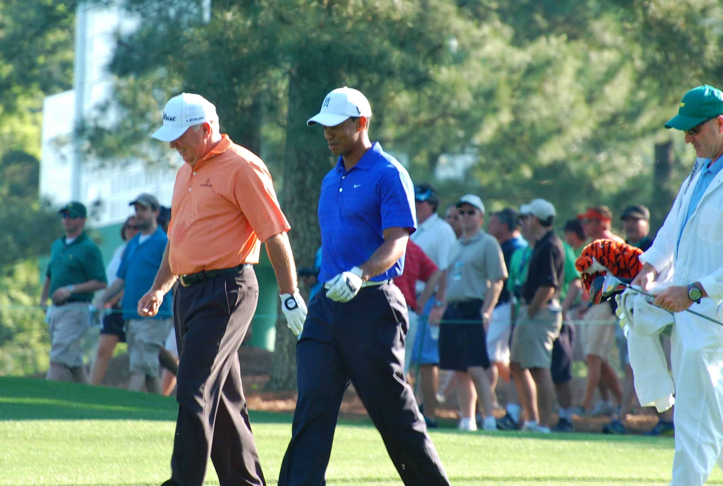 Tiger and Mark O'Meara on the 15th