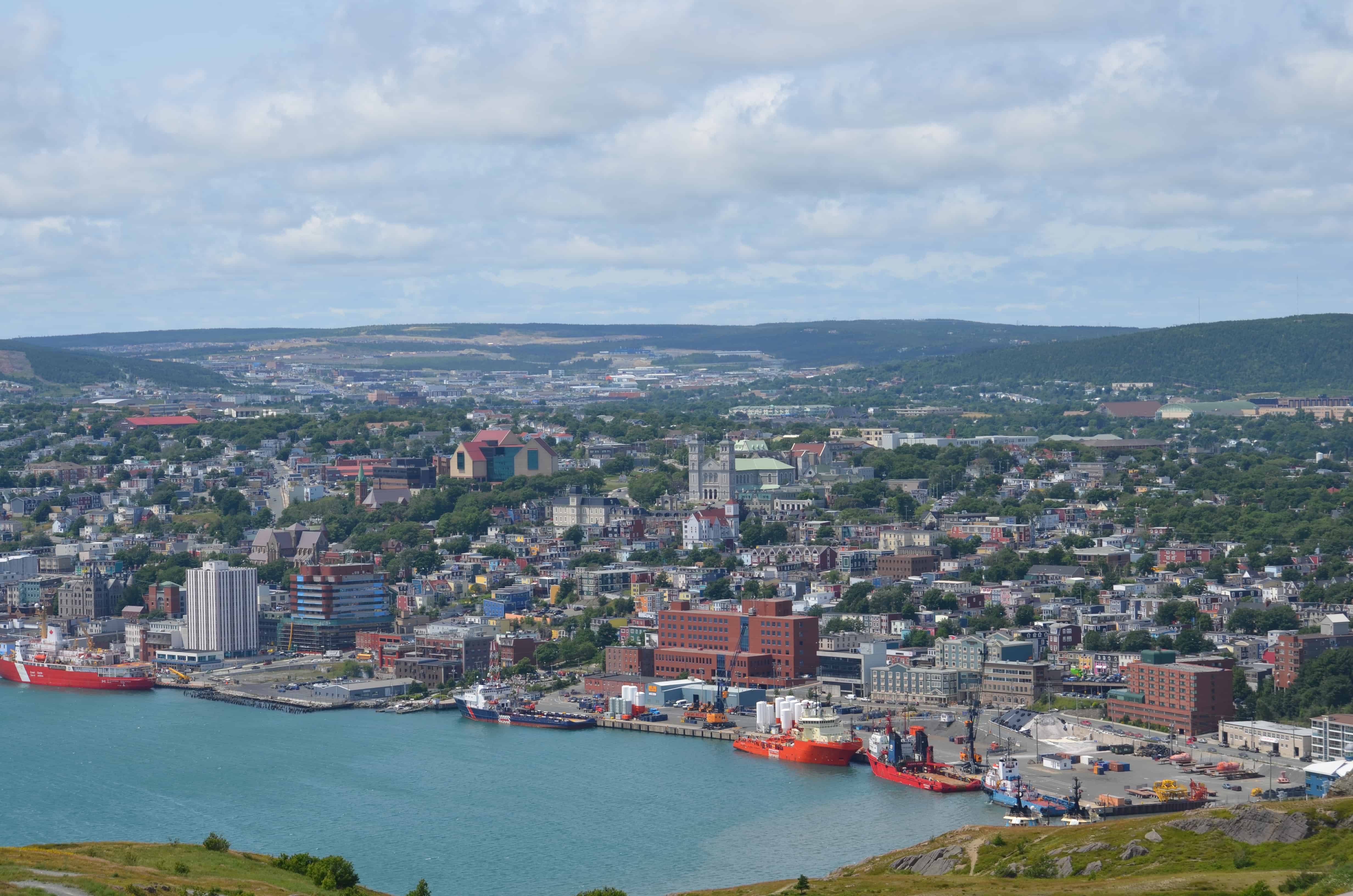 The view down to St. John's harbor from Signal Hill
