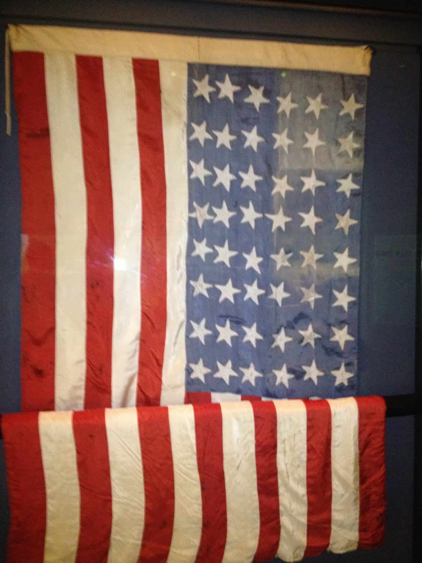 American flag made by US POWs in Japan, from parachutes used to drop supplies
