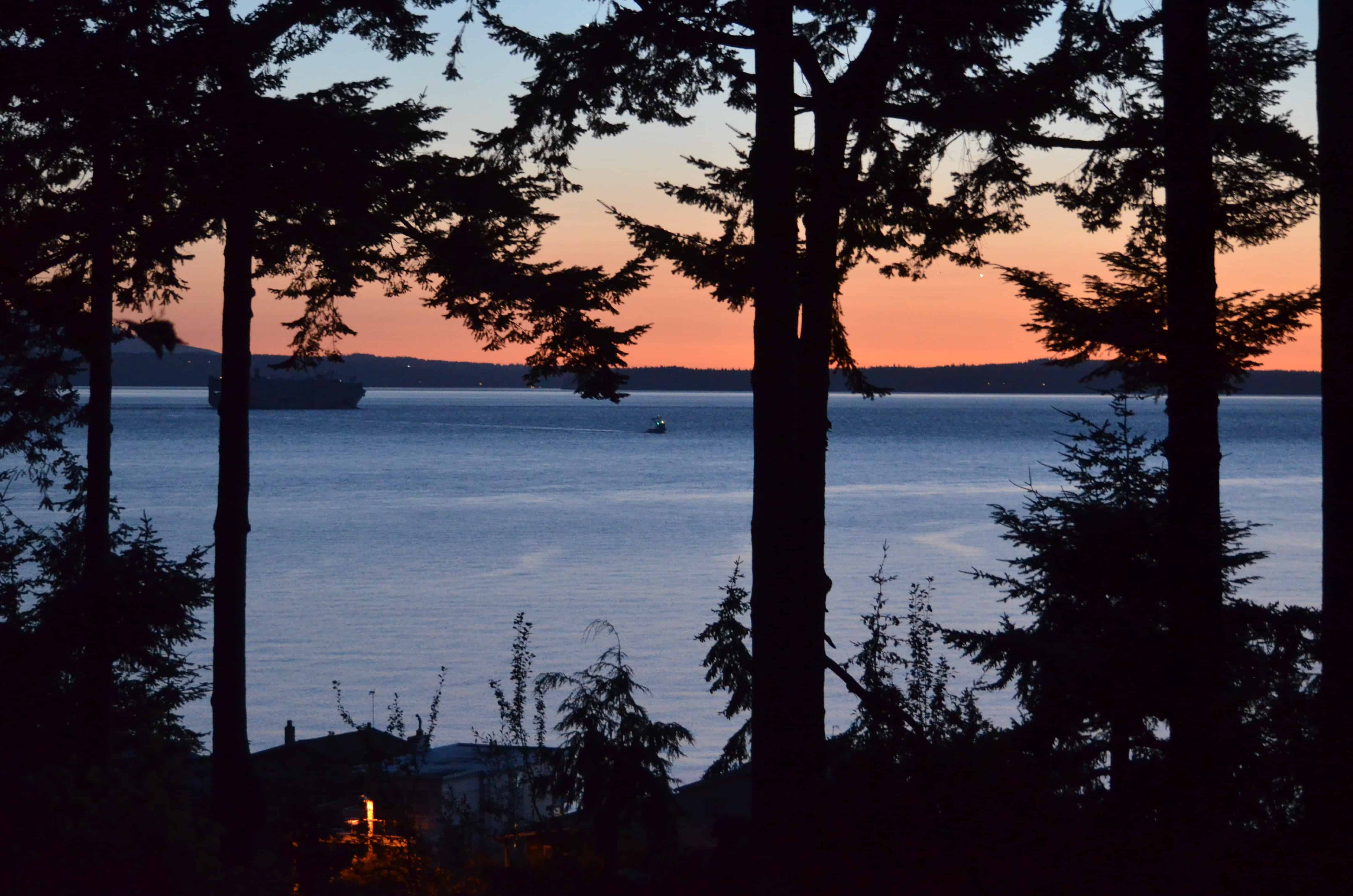Sunset over Camp Wilson, Will and Cathy's place on Whidbey Island, Washington
