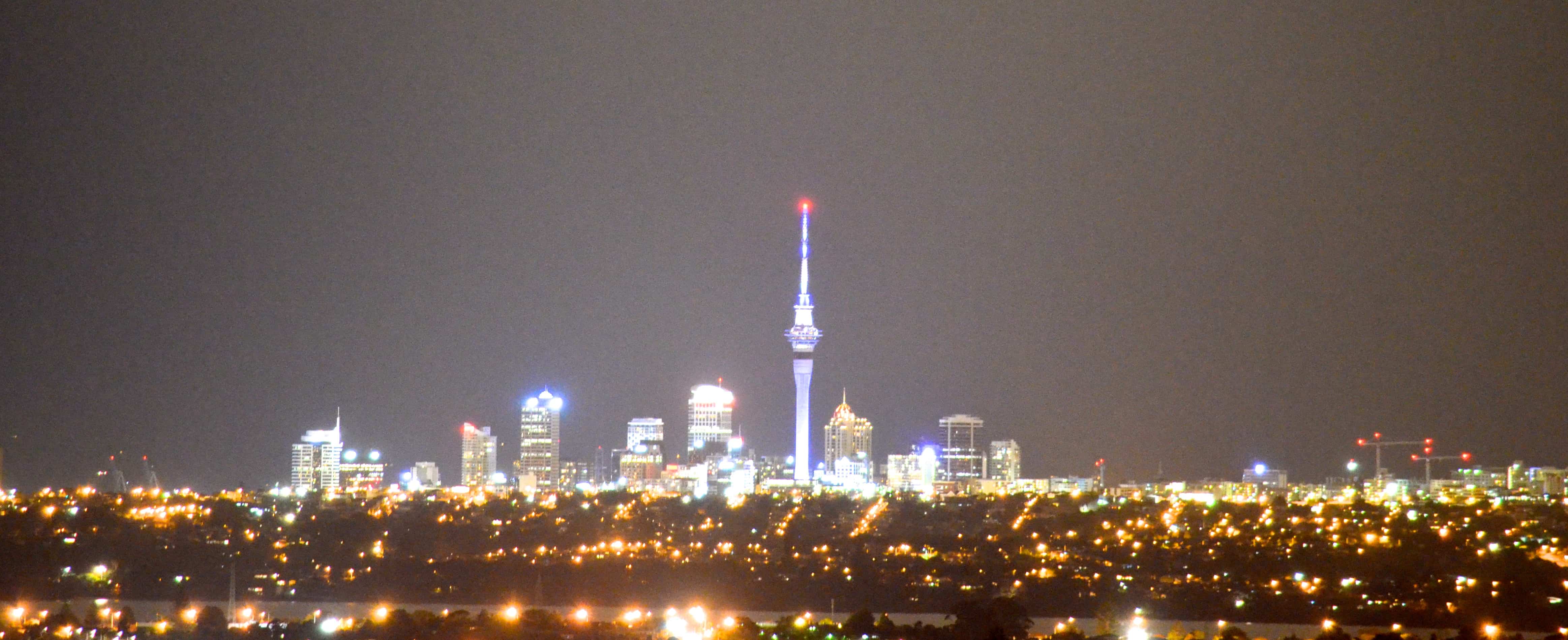 The view from our porch, looking out over downtown Auckland and the Harbour Bridge