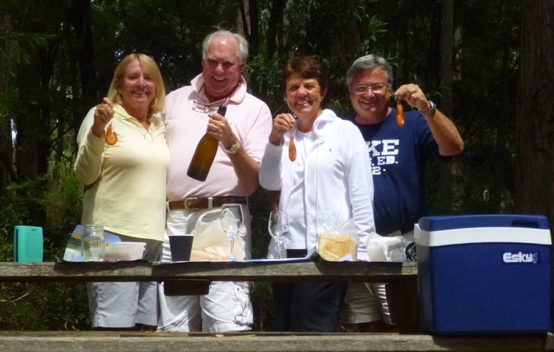 The picnic — prawns, steak, and Lambert bubbly
