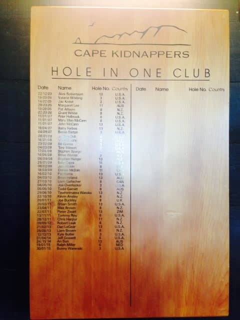 Bunny's name on the plaque at Cape Kidnappers