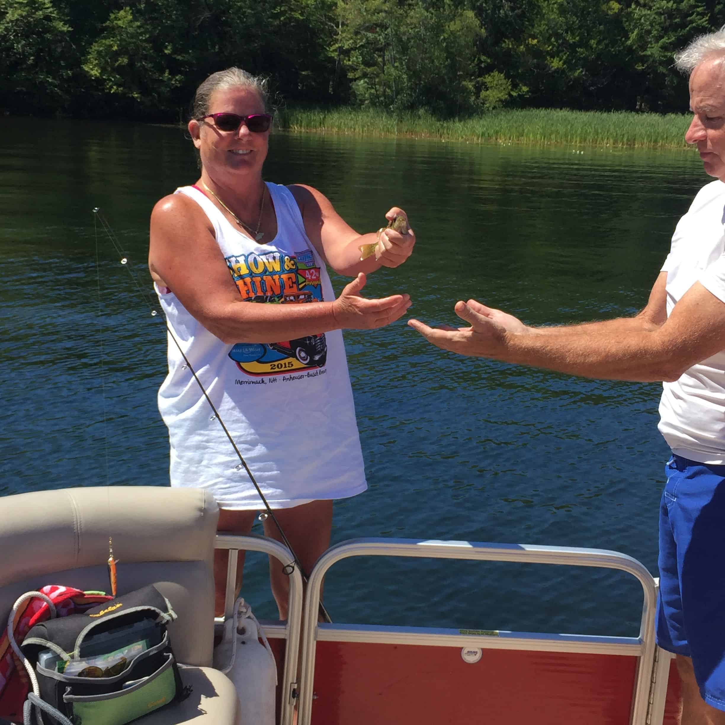 Connie with the bass she caught