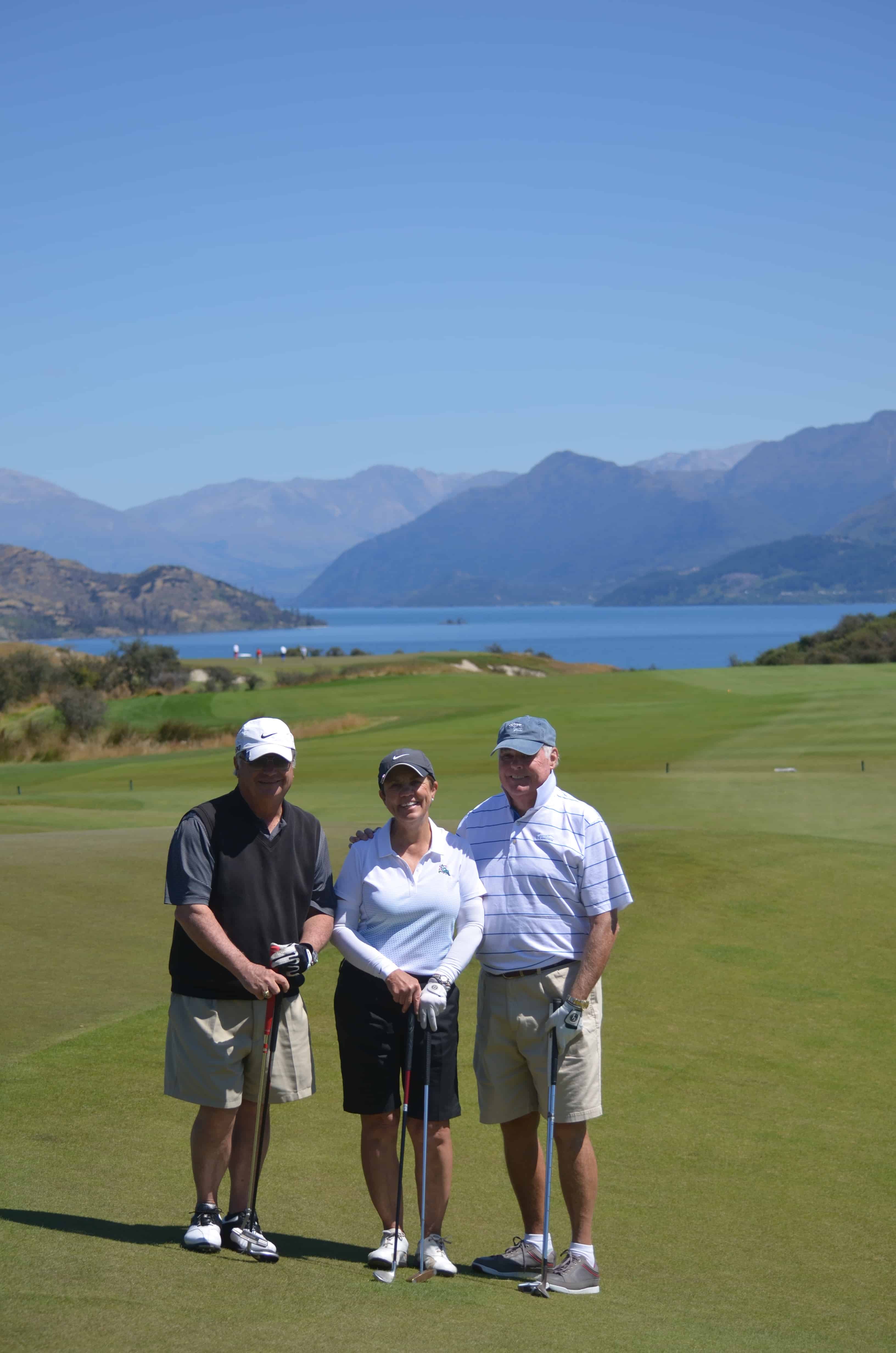 Pete, Bunny, and John overlooking Lake Wakatipu