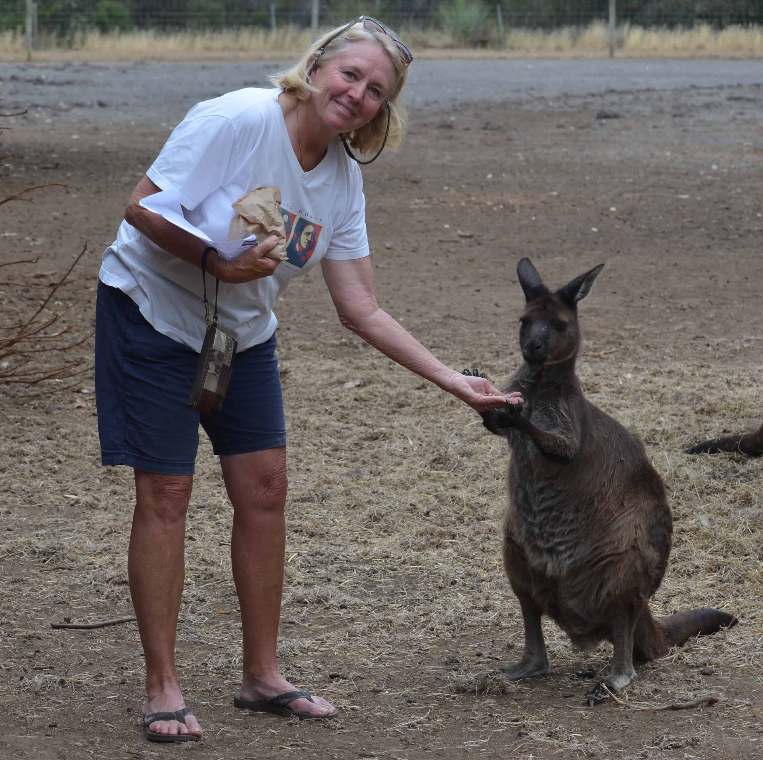 Janice feeding her new friend