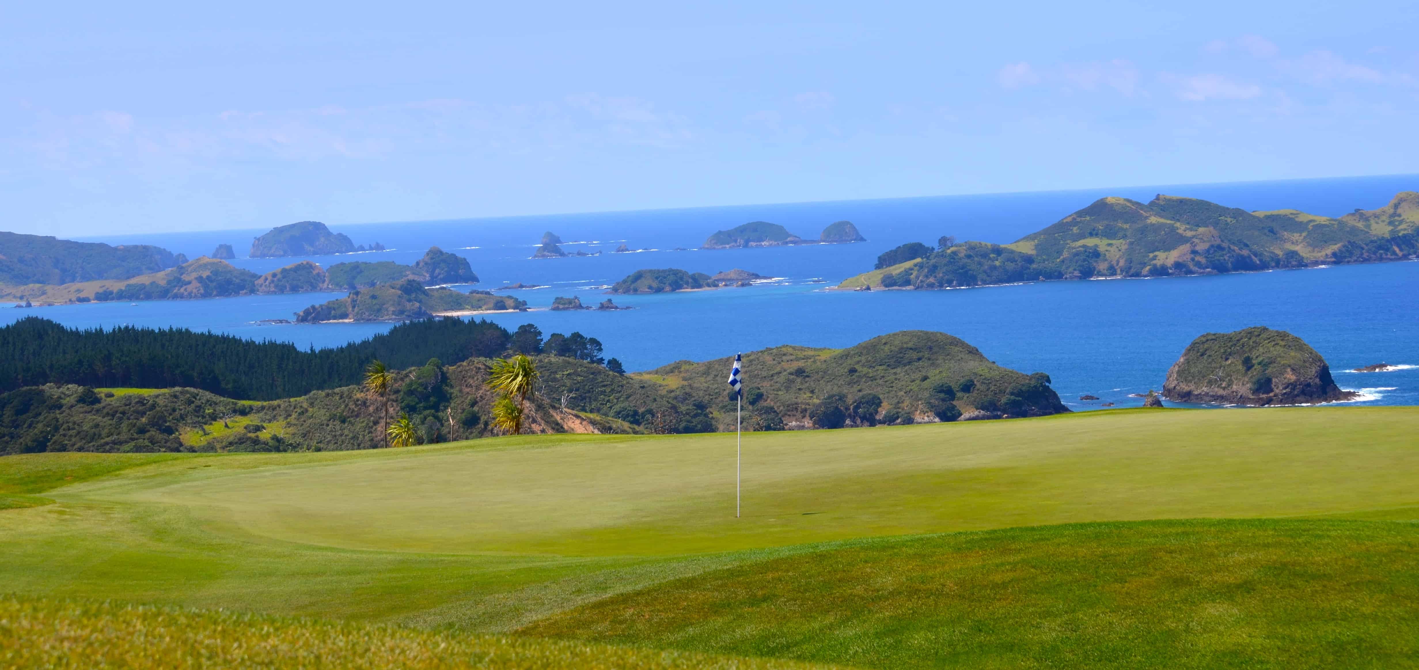Kauri Cliffs from above the clubhouse, looking out toward the Pacific
