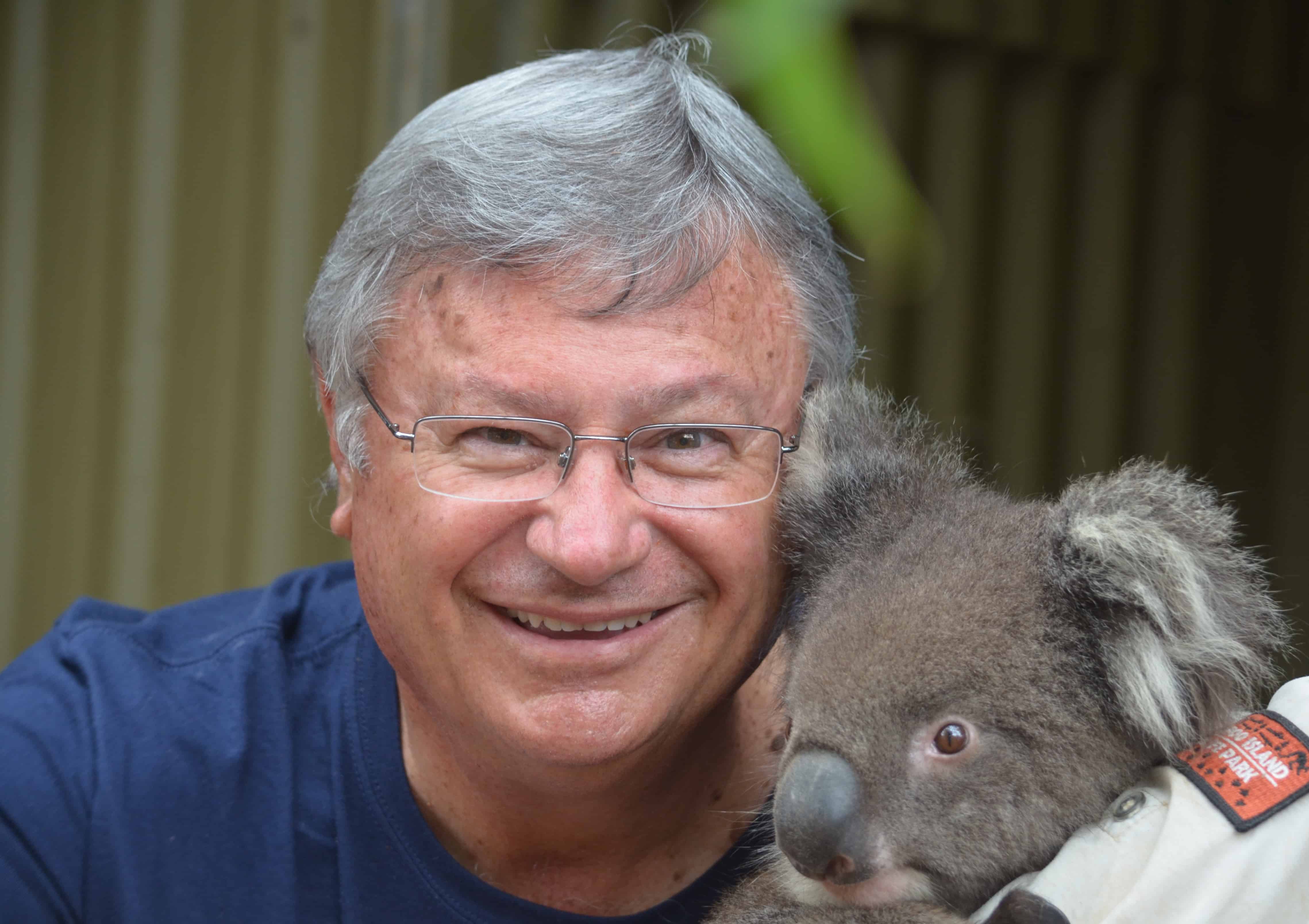 Peter gave the koala a hug — see the resemblance!